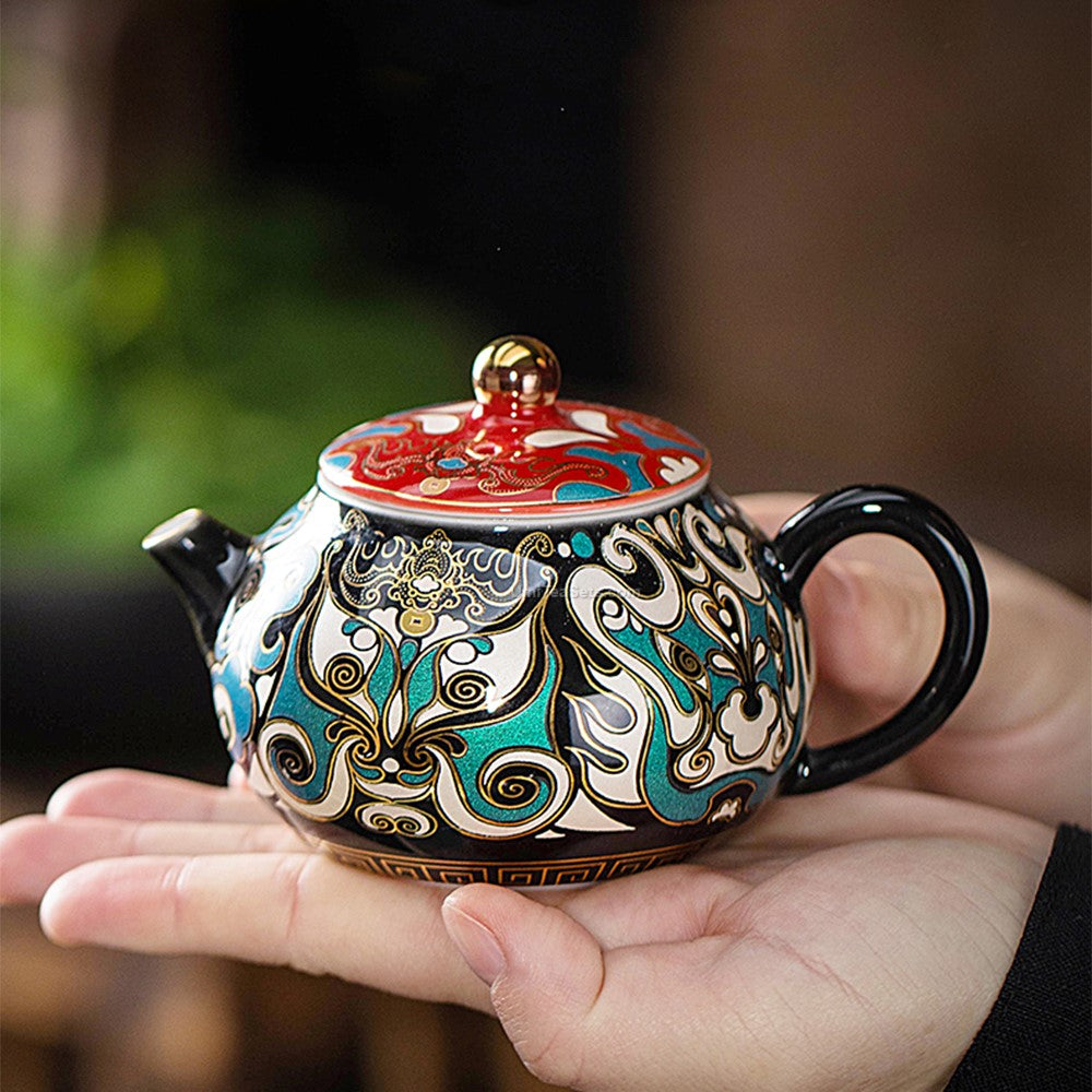 Premium Chinese Gold & Silver Tea Set - Authentic Handcrafted Luxury Tea Pot & Cups for Gifts, Home Decor & Traditional Tea Ceremonies