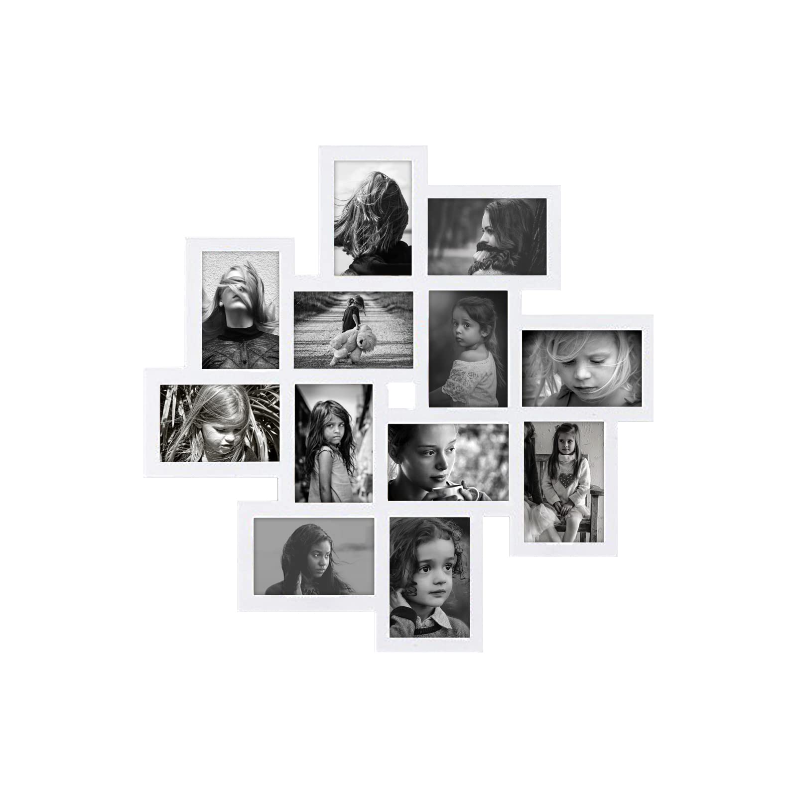 12 Opening Black & White Picture Frame Set for Wall Collage - 4x6 Inches Photo Frames | Family Memory Display, Home Decor, Living Room & Bedroom Wall Art