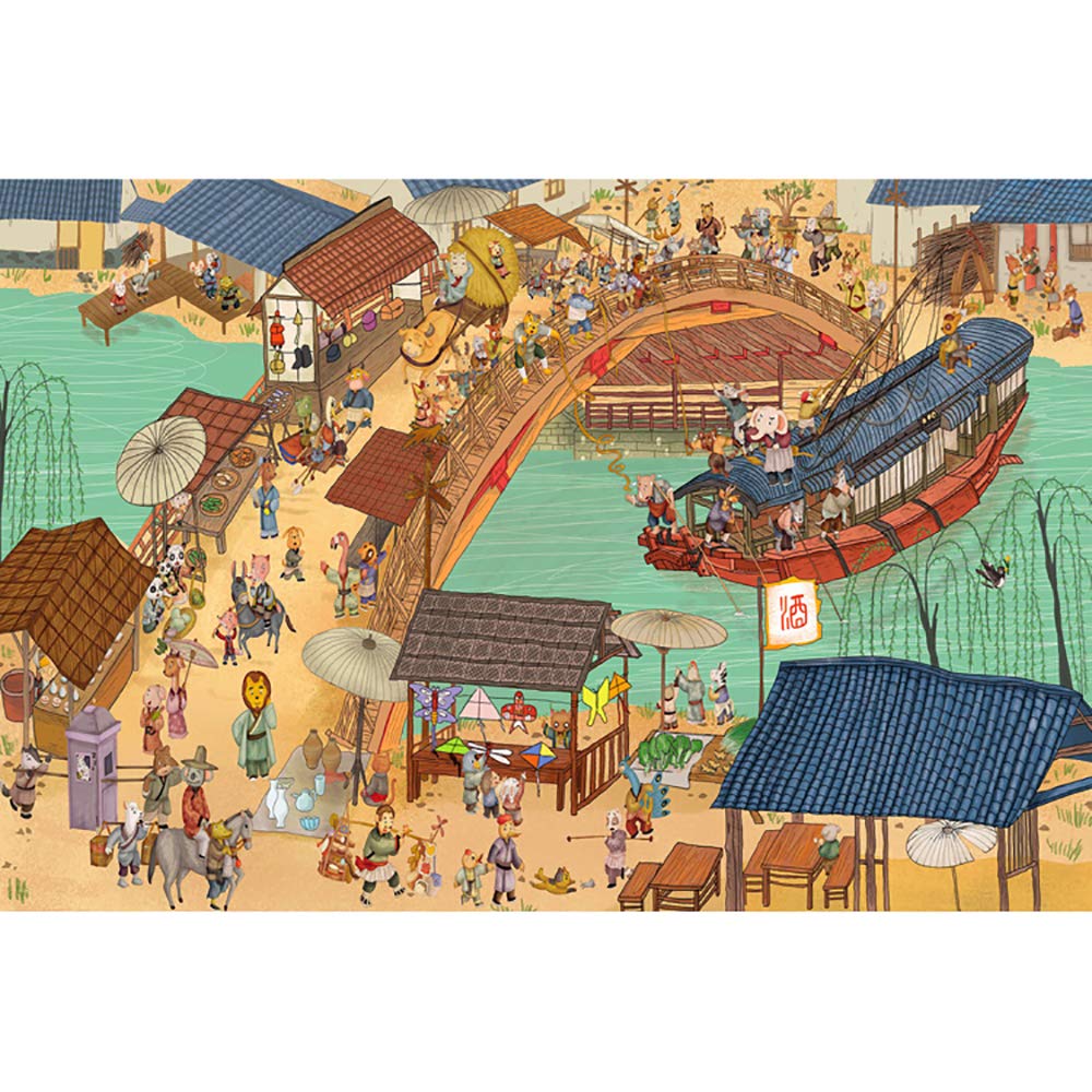 Qingming Shanghe Tu Wooden Puzzle - Educational Intellectual Toy for Kids & Adults, Creative Stress Relief Gift for Home Decor & Office Relaxation