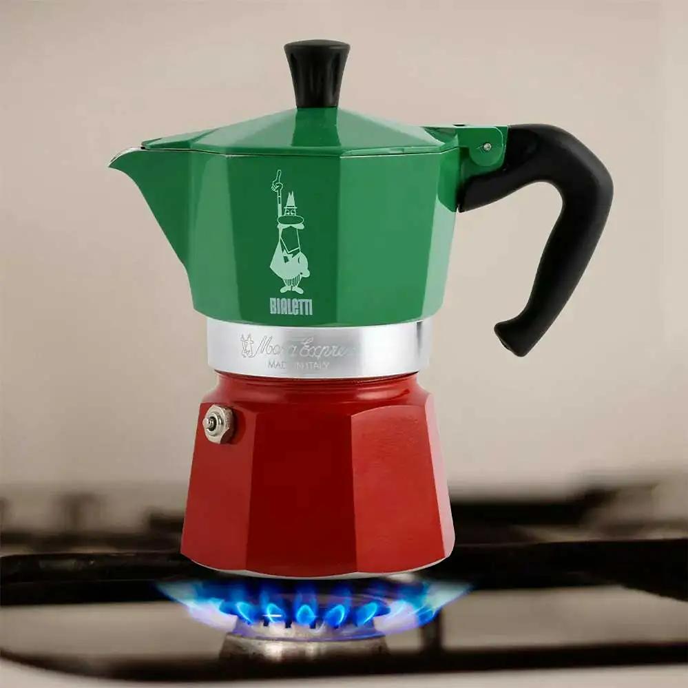 Bialetti Moka Express Tricolor Stovetop Espresso Maker - 3 Cup (18951) | Classic Italian Coffee Maker for Home, Office & Camping | Perfect Espresso, Cappuccino & Latte