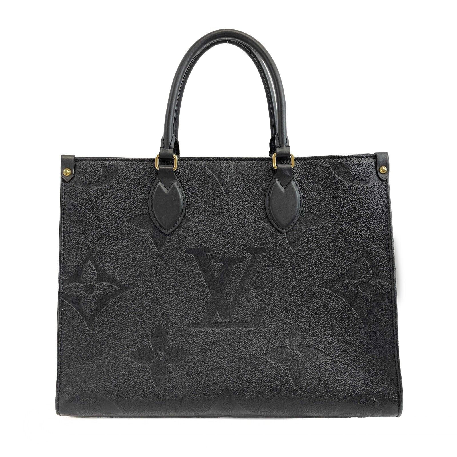 Louis Vuitton OnTheGo MM Empreinte Black Leather Tote Bag with Top Handle & Shoulder Strap - Luxury Designer Handbag for Women, Perfect for Work, Travel & Everyday Use