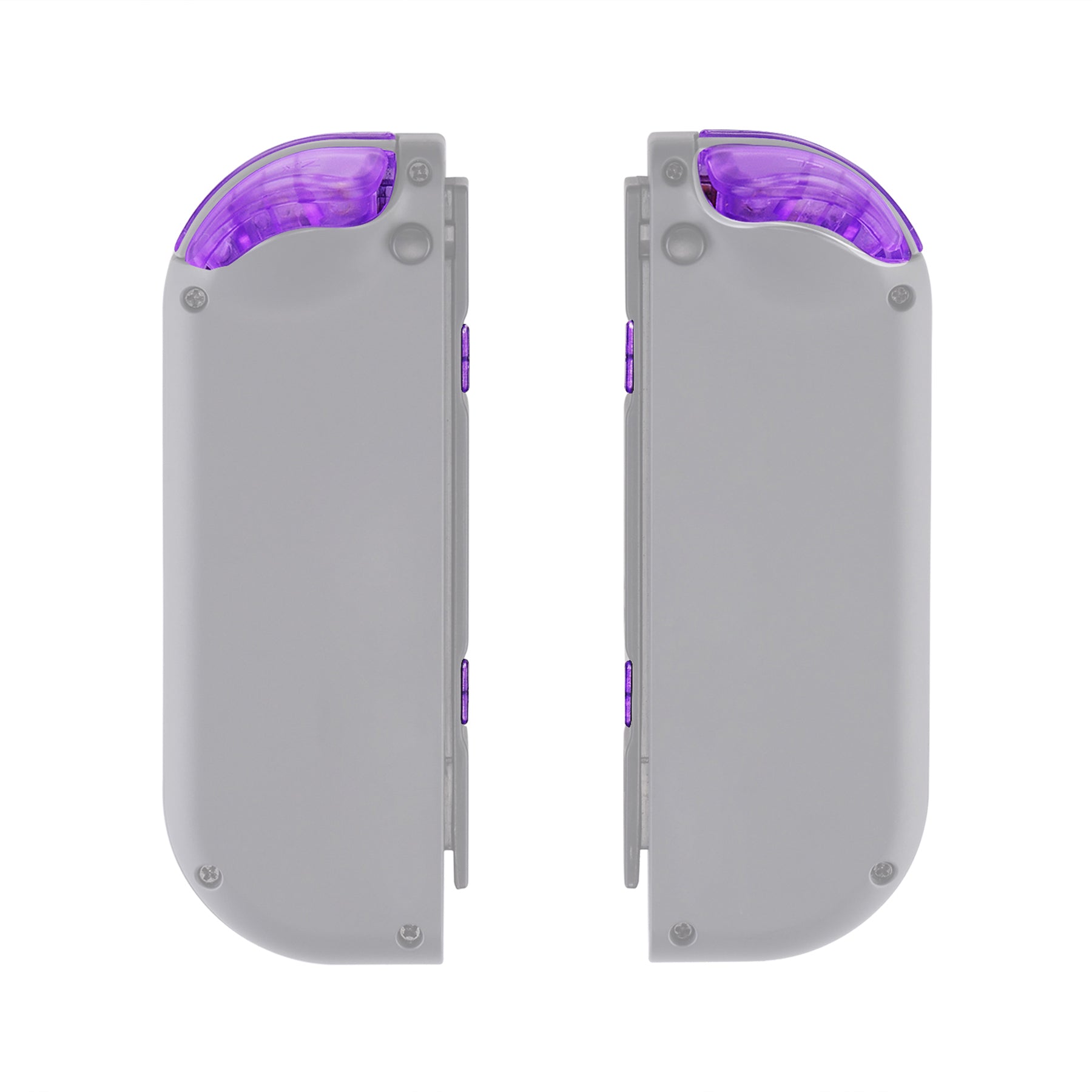 eXtremeRate Clear Atomic Purple Replacement ABXY Buttons & Triggers Kit for Nintendo Switch JoyCon & OLED JoyCon - Includes Direction Keys, SR/SL/L/R/ZR/ZL Buttons, Springs & Tools (Shell Not Included) - Perfect for DIY Repair & Controller Customization
