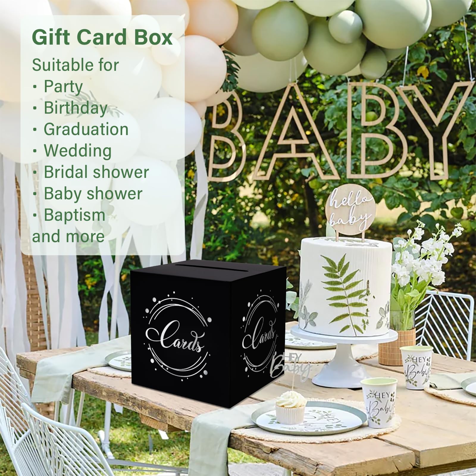 1 Pack Black & Silver Foil Gift Card Box (8.7