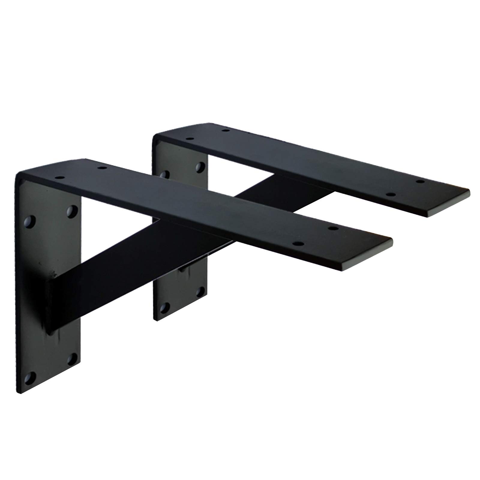 Heavy Duty Industrial Shelf Brackets - Black Iron Wall Mounted Floating Shelf Supports for DIY, Kitchen, Bedroom, Garage - Rustic Farmhouse Style with Screws - Perfect for Home Organization & Storage Solutions