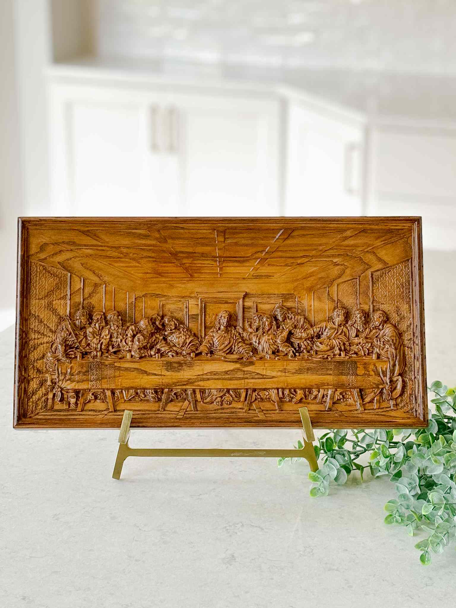 The Last Supper Wooden Plaque - Religious Home Decor Wall Art for Christian Gifts & Church Interiors - Perfect for Living Room, Bedroom & Prayer Spaces