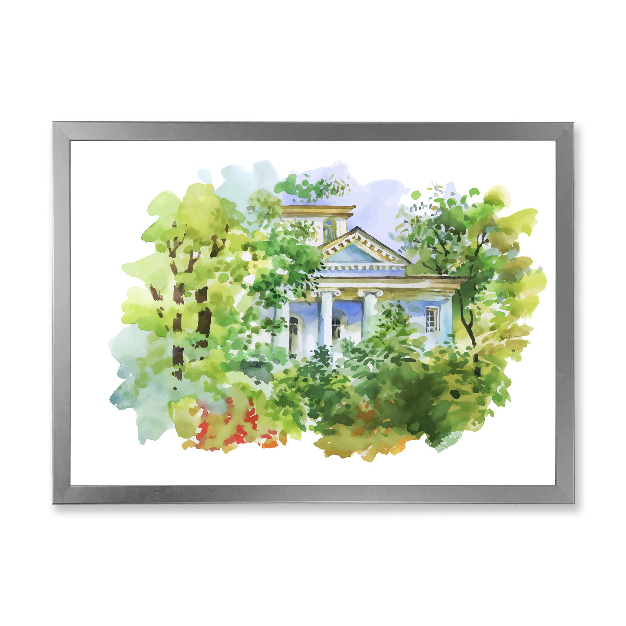 DesignQ White House In The Woods Traditional Framed Wall Art - Rustic Home Decor for Living Room, Bedroom & Office - Perfect Gift for Housewarming & Holidays