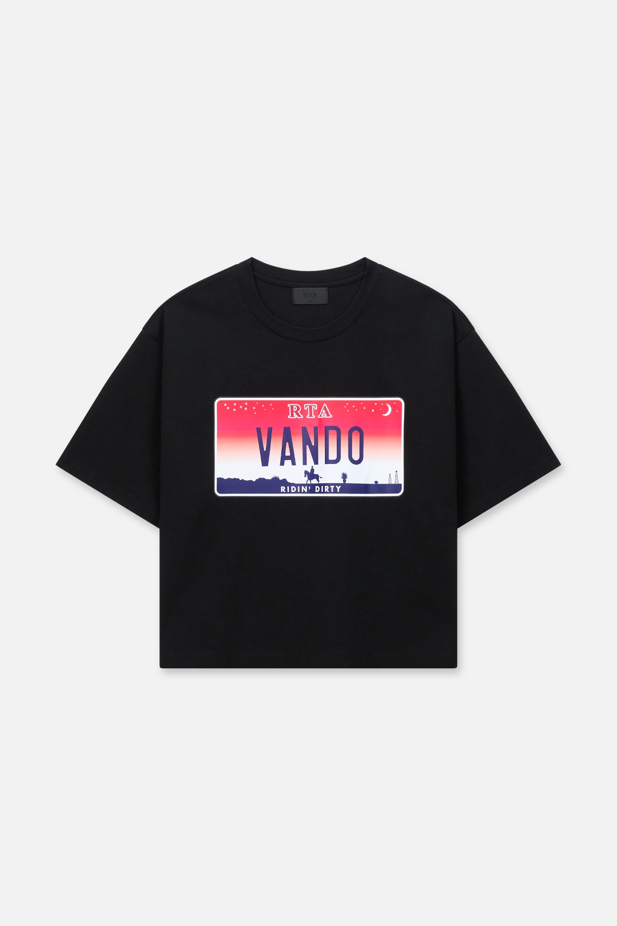 Austin Cropped Short Sleeve T-Shirt for Women | Black Graphic Tee with License Plate Design | Casual Streetwear Top for Everyday Wear & Summer Outfits