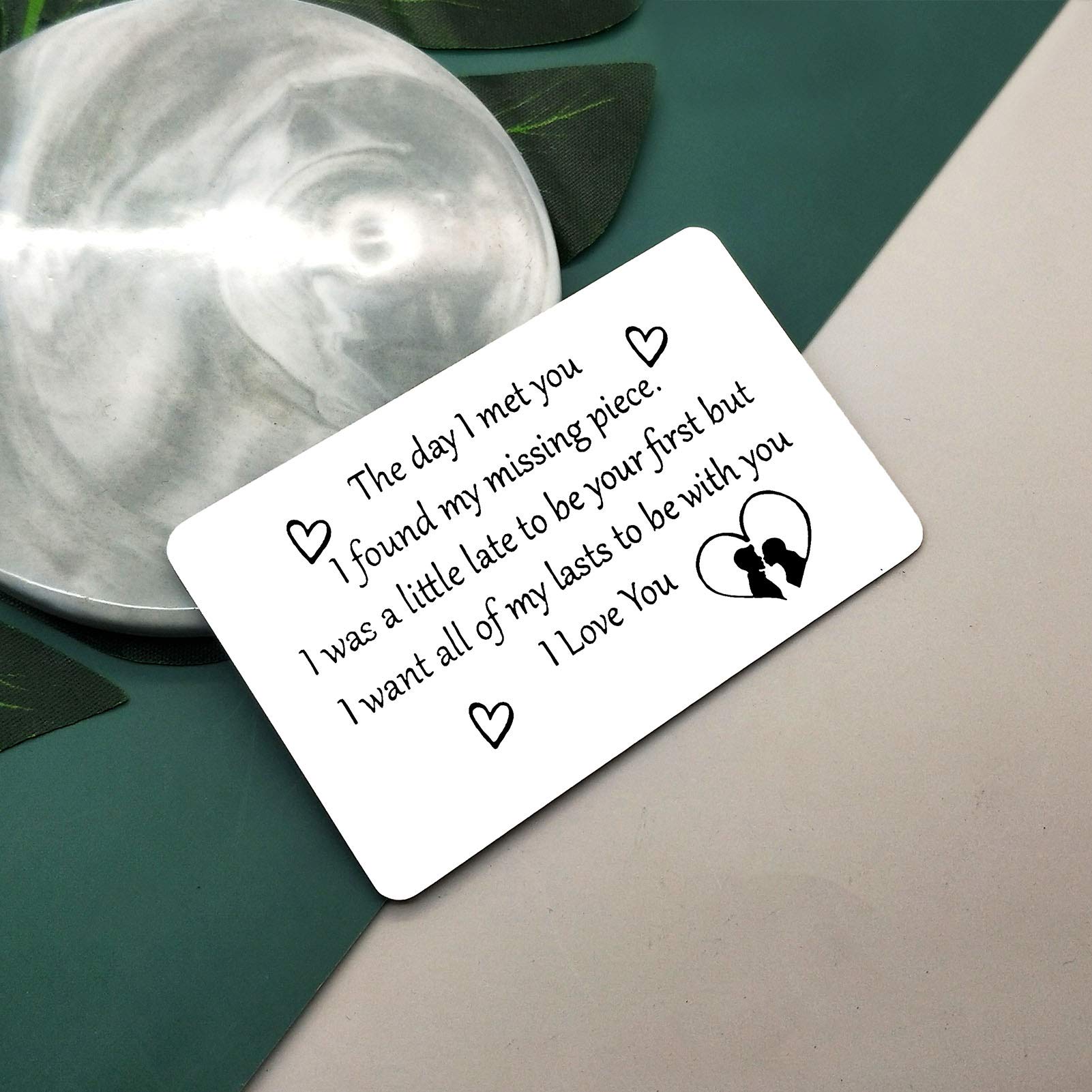 Personalized Engraved Metal Wallet Insert Card - Unique Anniversary, Valentine's Day & Birthday Gift for Husband, Boyfriend, Fiance | Romantic Couple Gift for Men | Perfect for Weddings, Special Occasions & Everyday Carry