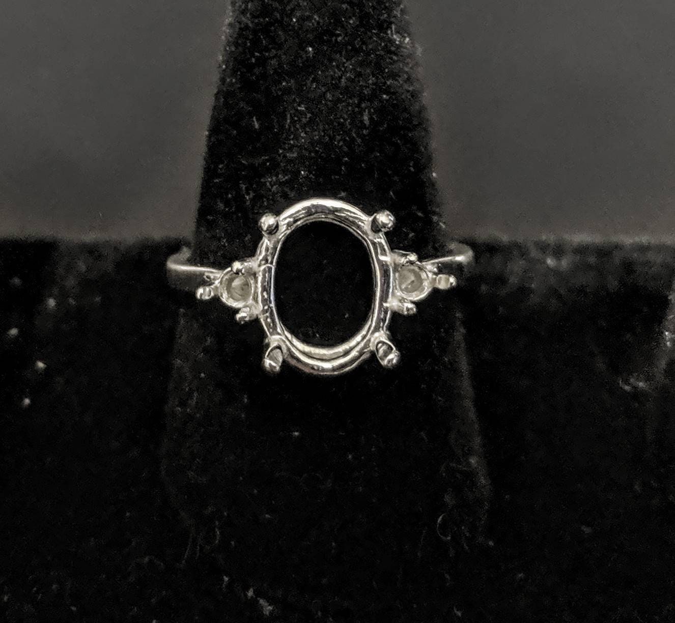10x8mm & 14x12mm Oval Sterling Silver or 14k Gold Ring Setting with Accents - Pre-Notched Shank (Sizes 5, 6, 7, 8) - Perfect for Engagement Rings, Wedding Bands & Custom Jewelry Making