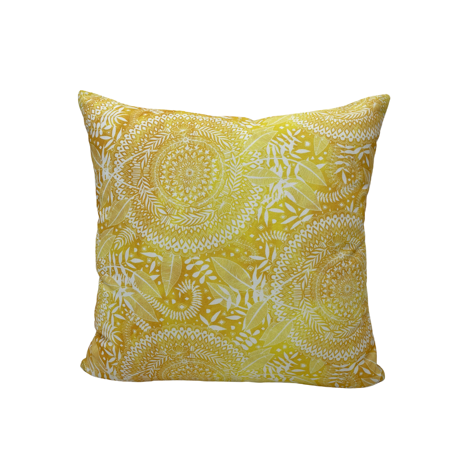 Medallion Mustard Outdoor Throw Pillow 17x17 - Waterproof Decorative Cushion for Patio, Garden & Poolside - Sunbrella Fabric