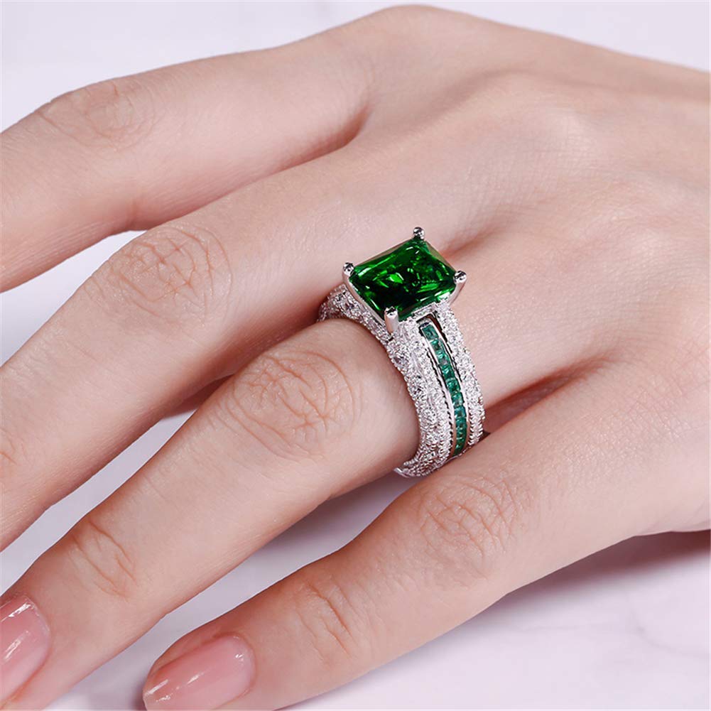Jeulia 3PC CZ Diamond Engagement Ring Set - Radiant Cut Wedding Band with Side Stones, Romantic Anniversary Promise Rings for Women, Elegant Jewelry Gift with Gift Box - Perfect for Proposals, Anniversaries & Special Occasions