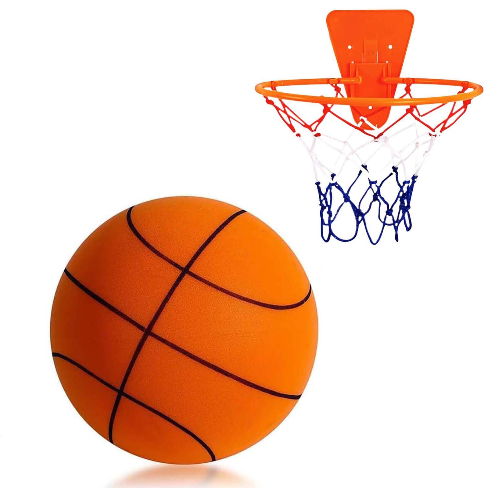 Silent Basketball for Indoor Dribbling - No Noise High-Density Foam Ball with Hoop | Perfect for Apartment Practice, Gym Training & Kids Play