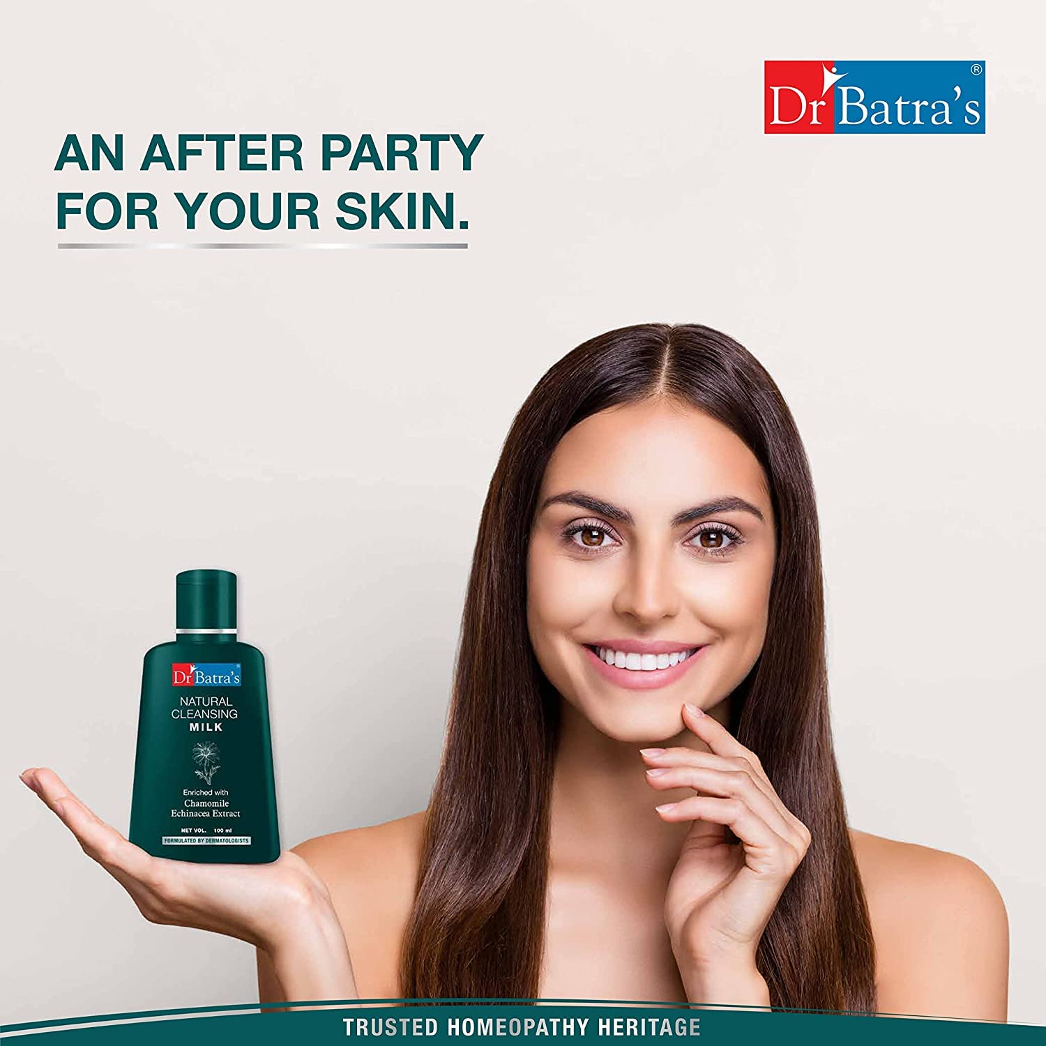 Dr. Batra's Natural Cleansing Milk for Face - 100ml (Pack of 4) Gentle Daily Cleanser for Men & Women | Perfect for Sensitive Skin & Makeup Removal
