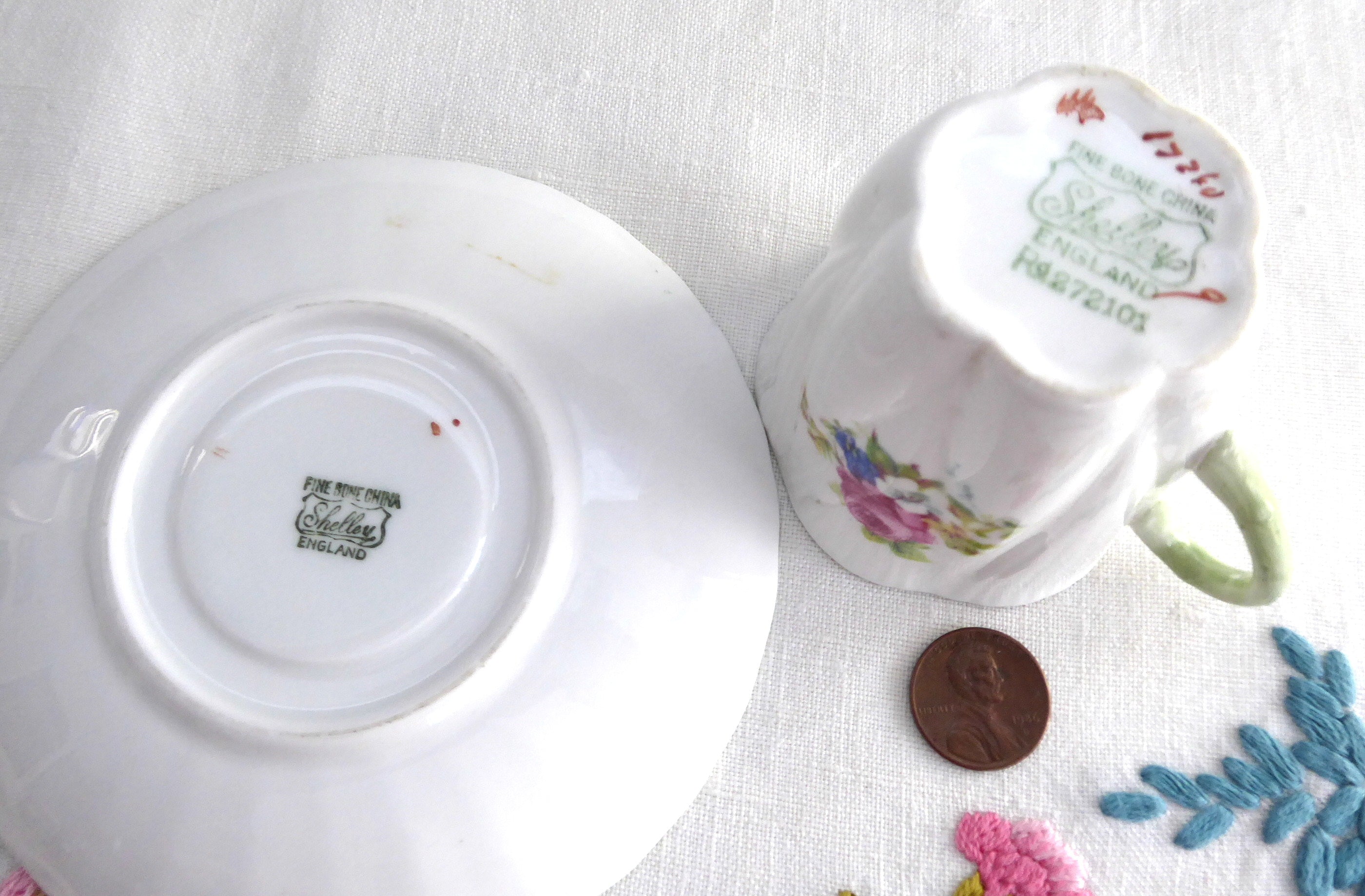 Elegant Shelley Tall Demitasse Cup and Saucer Set with Ludlow Floral Bouquet Design - Perfect for Afternoon Tea, Bridal Showers & Vintage Collections