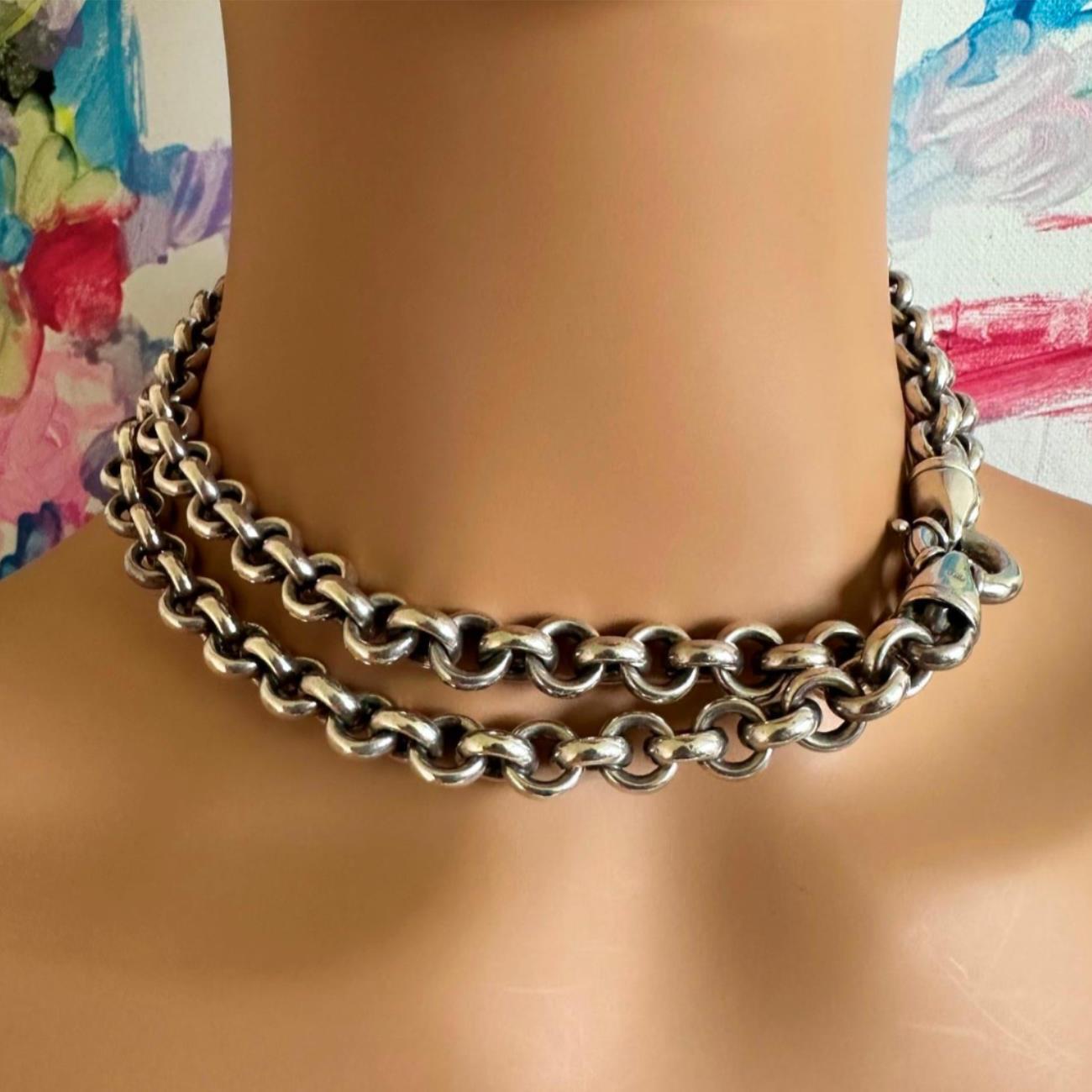Authentic Tiffany & Co Sterling Silver Circle Link Long 32