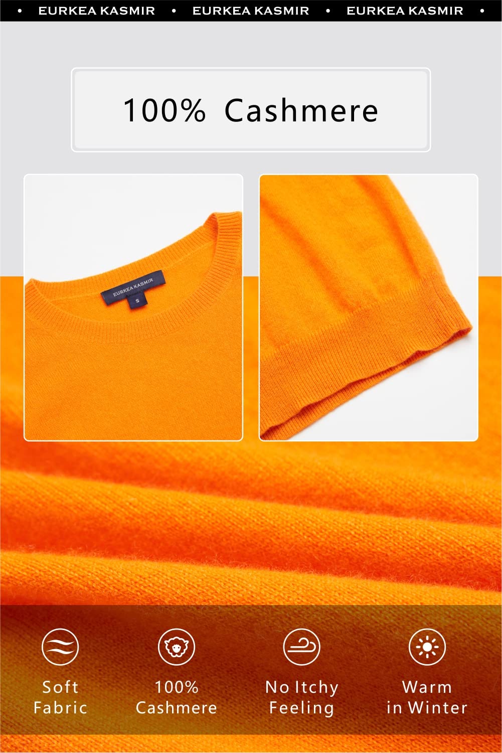 EURKEA 100% Cashmere Sweater for Women | Soft Winter Pullover Crewneck | Cozy Cold Weather Top | Perfect Holiday Gift for Her | Office & Casual Wear