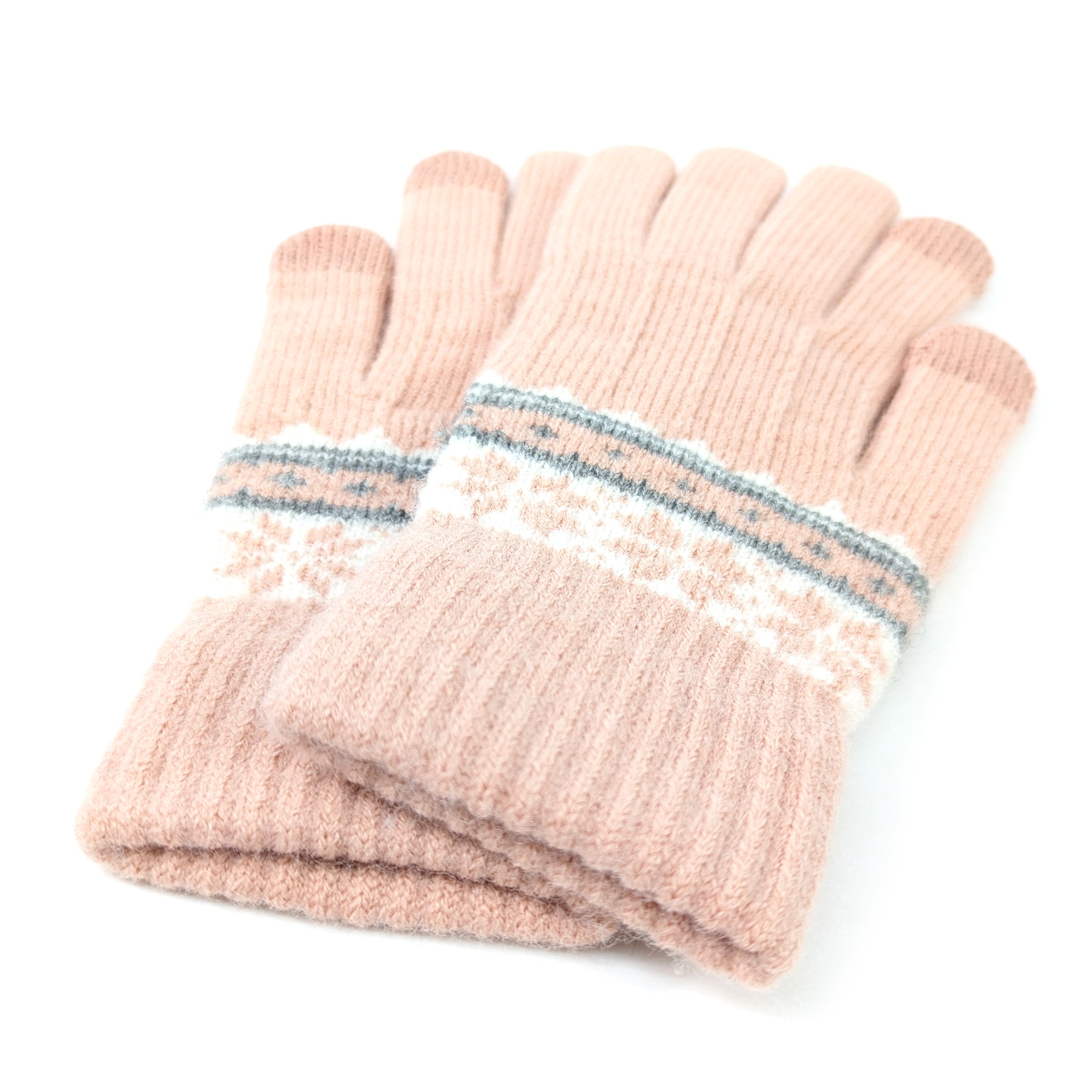 Nordic Style Winter Gloves for Women - Soft Warm Pink Knitted Gloves - Perfect for Cold Weather, Outdoor Activities, and Fashion Accessories