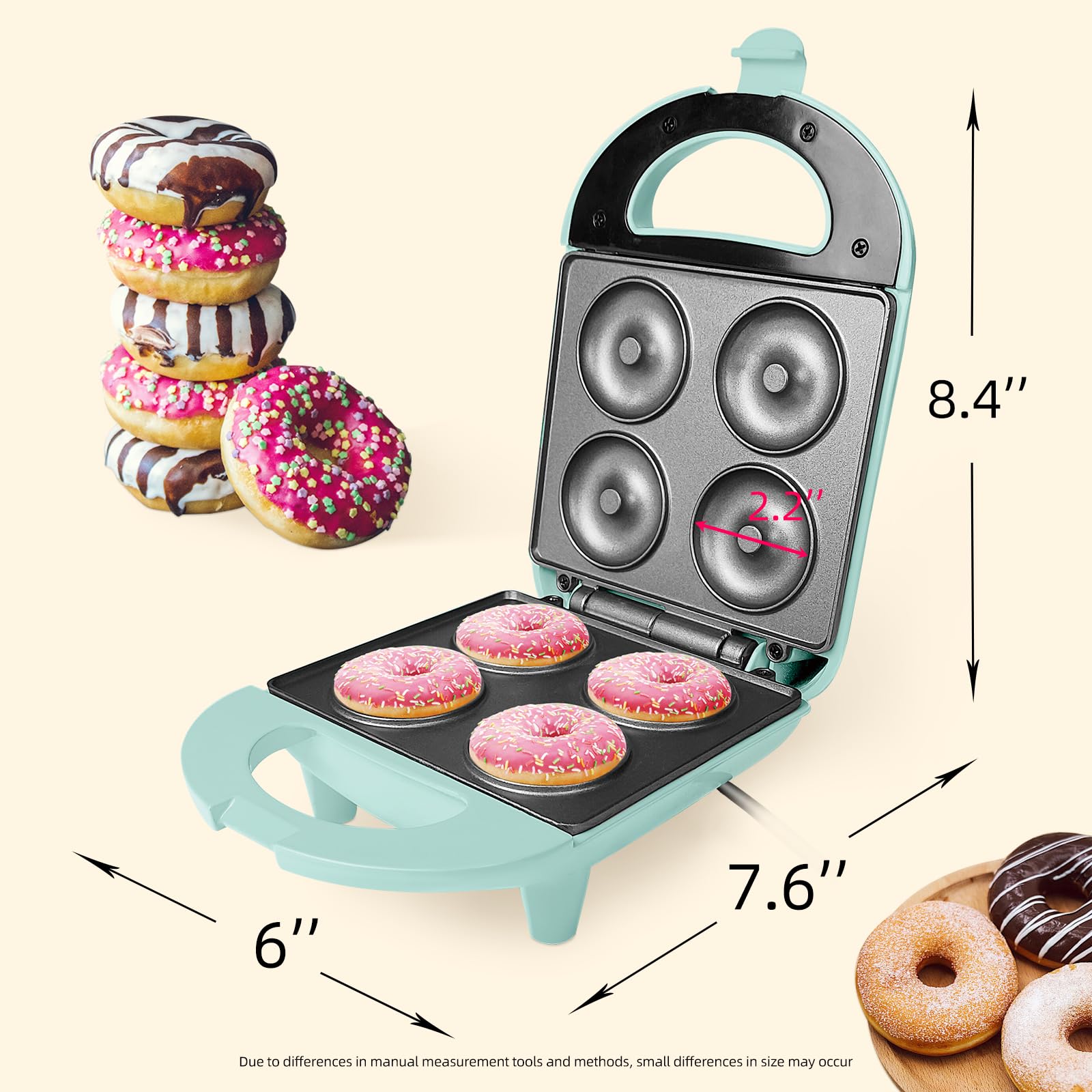 Mini Donut Maker for Kids - Make 4 Doughnuts at Home | Fun & Easy Breakfast Snack Maker for Family Baking, Birthday Parties & Classroom Activities