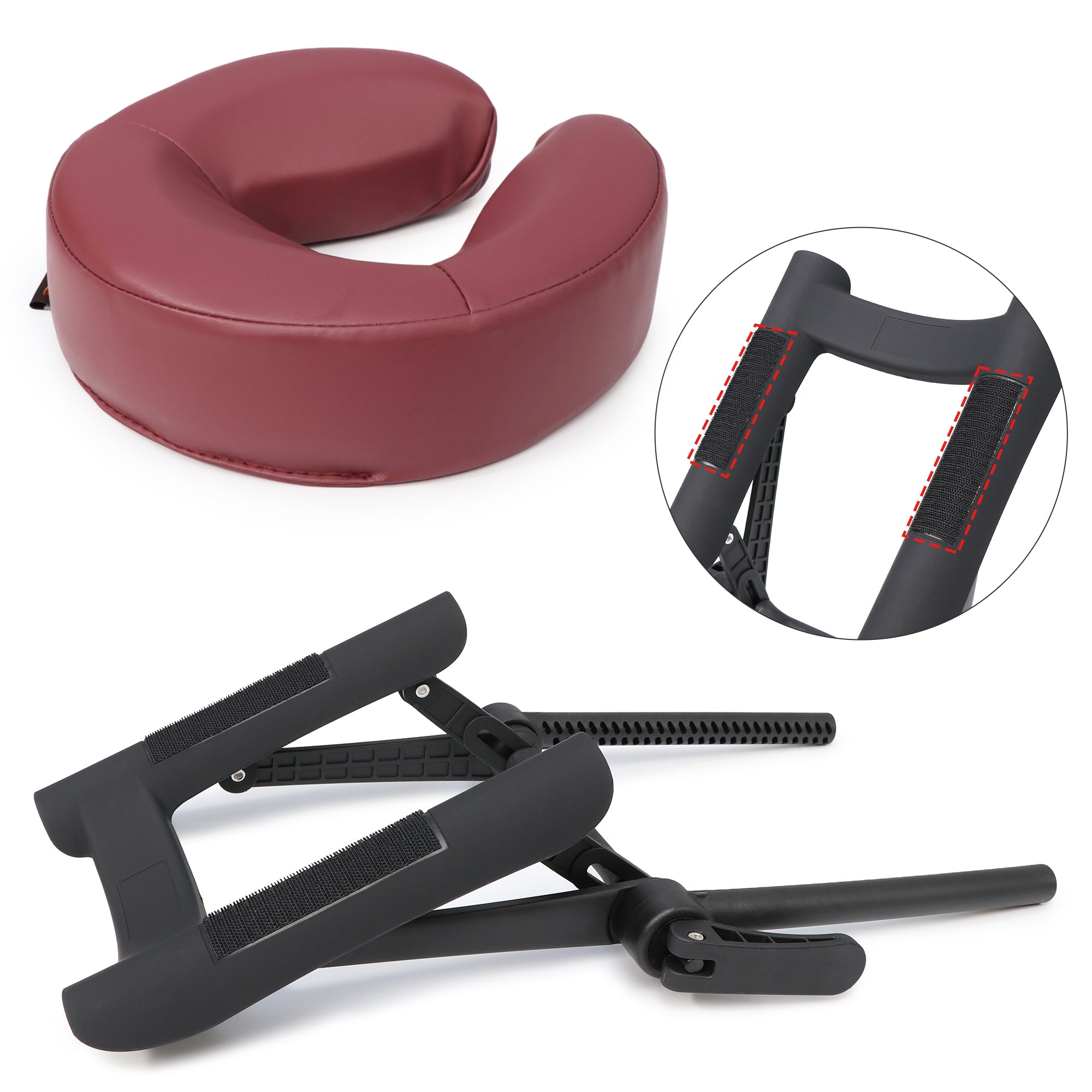 MASTER MASSAGE Adjustable Massage Table Face Cradle & Universal Face Cushion Pillow Set - Ergonomic Design, Burgundy Color for Professional Massage Therapy & Spa Treatments