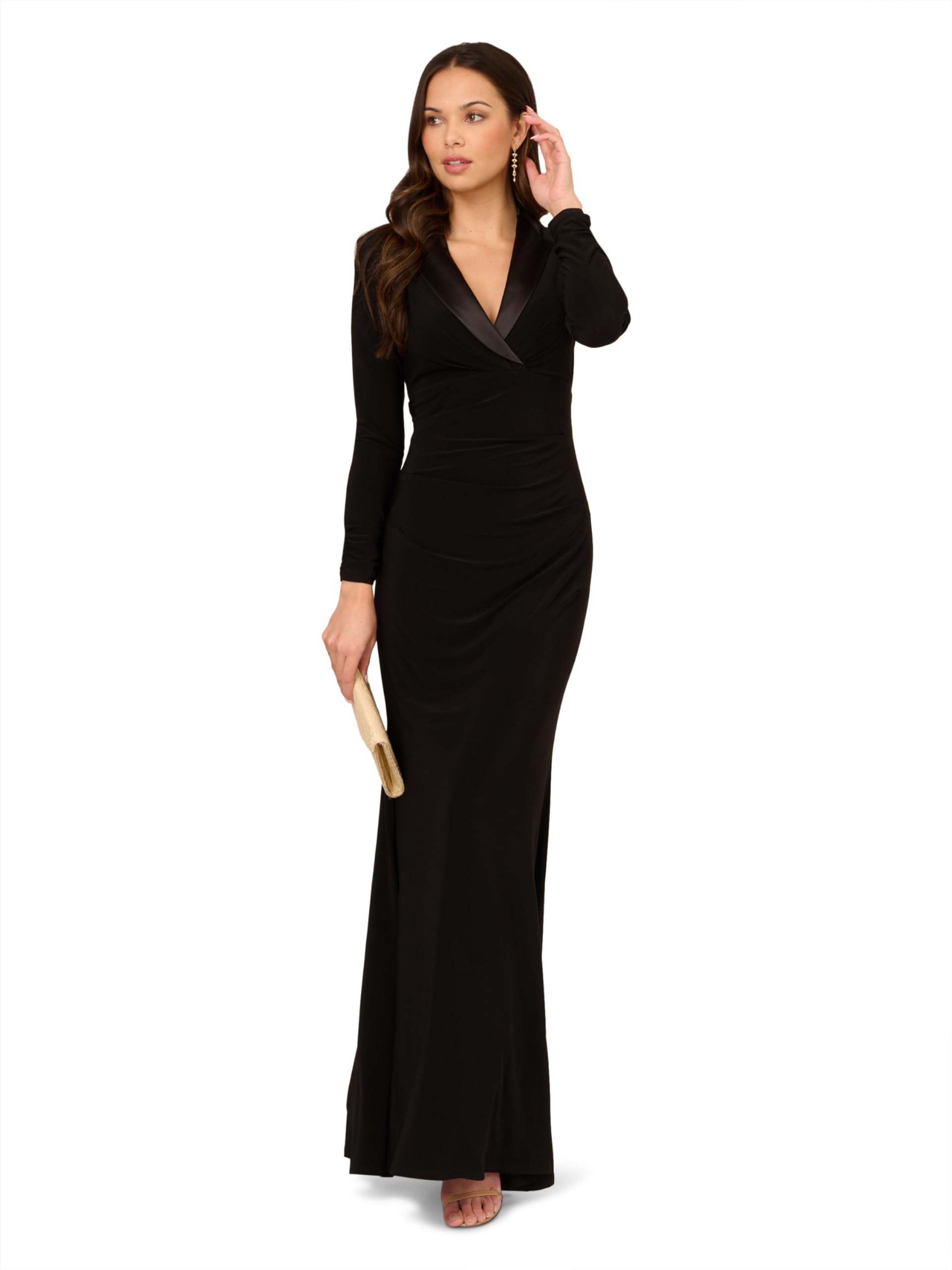 Adrianna Papell Women's Elegant Tuxedo Long Evening Dress for Prom, Gala & Formal Events | Plus Size Options Available