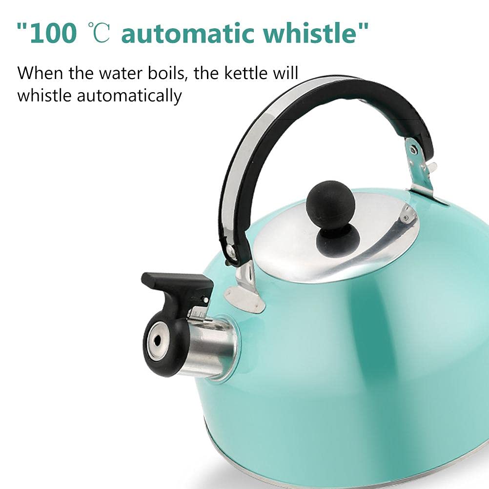 3L Stainless Steel Camping Kettle with Whistle - Portable Travel Kettle for Gas Stove, Foldable Handle & Lid (Purple) - Perfect for Outdoor Adventures, Hiking & Backpacking