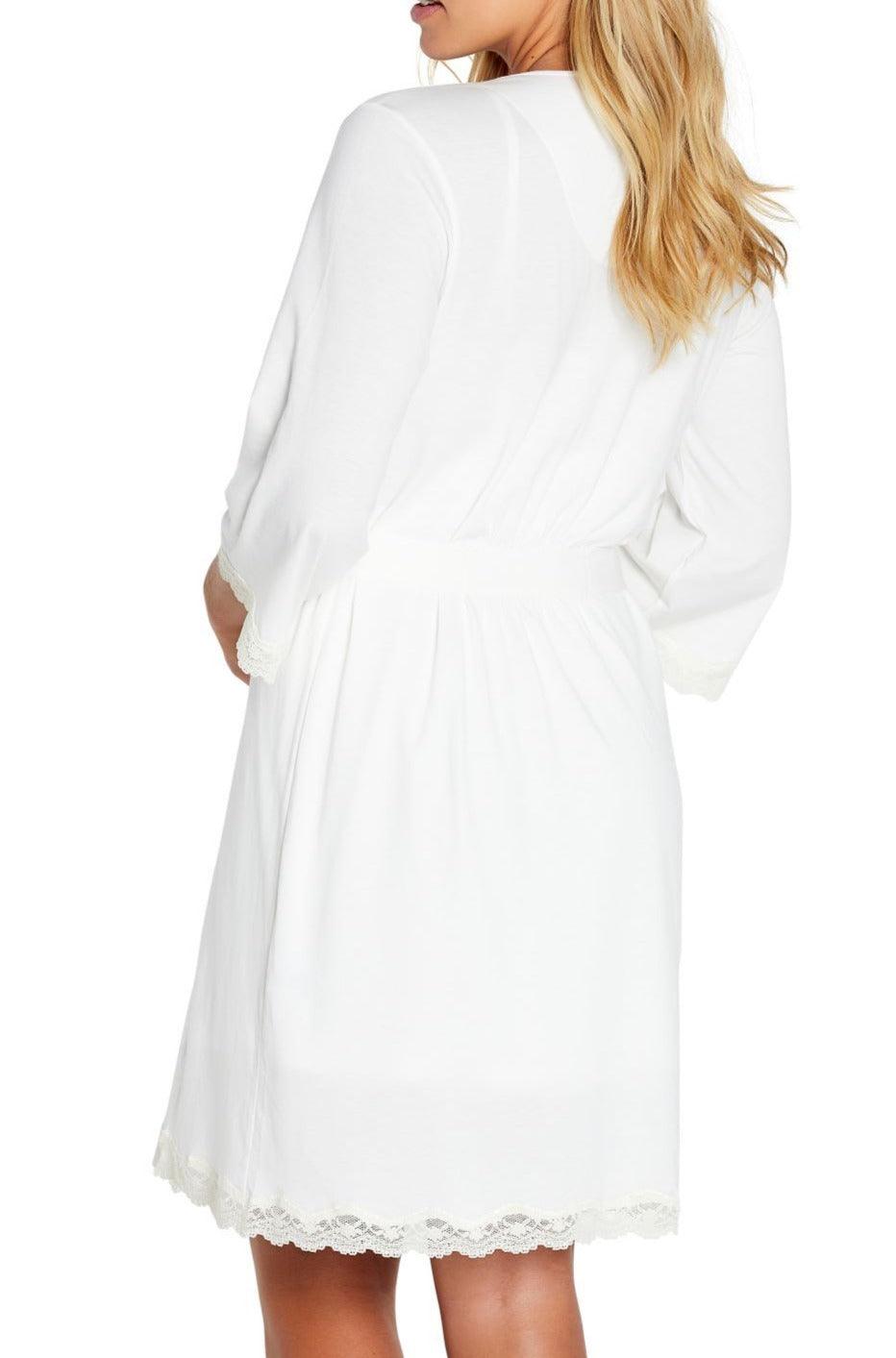 Leslie Women's Three Quarter Sleeve Robe - Soft Cotton Bathrobe for Spa, Lounge & Home Relaxation | Comfortable Housecoat for Morning Coffee & Self Care Moments