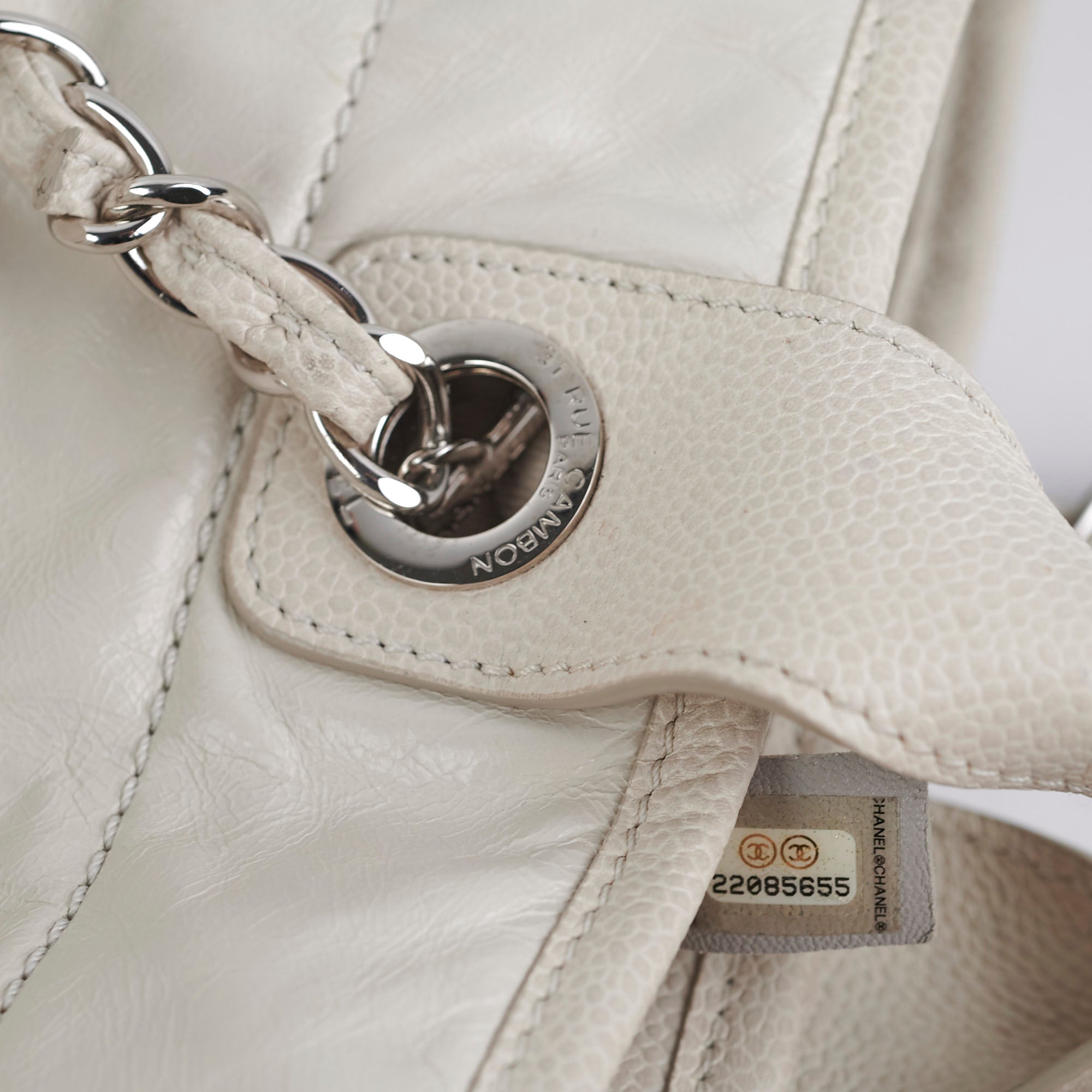 Chanel Calfskin Deauville White Leather Tote Bag for Women - Luxury Designer Handbag for Work, Travel & Everyday Use
