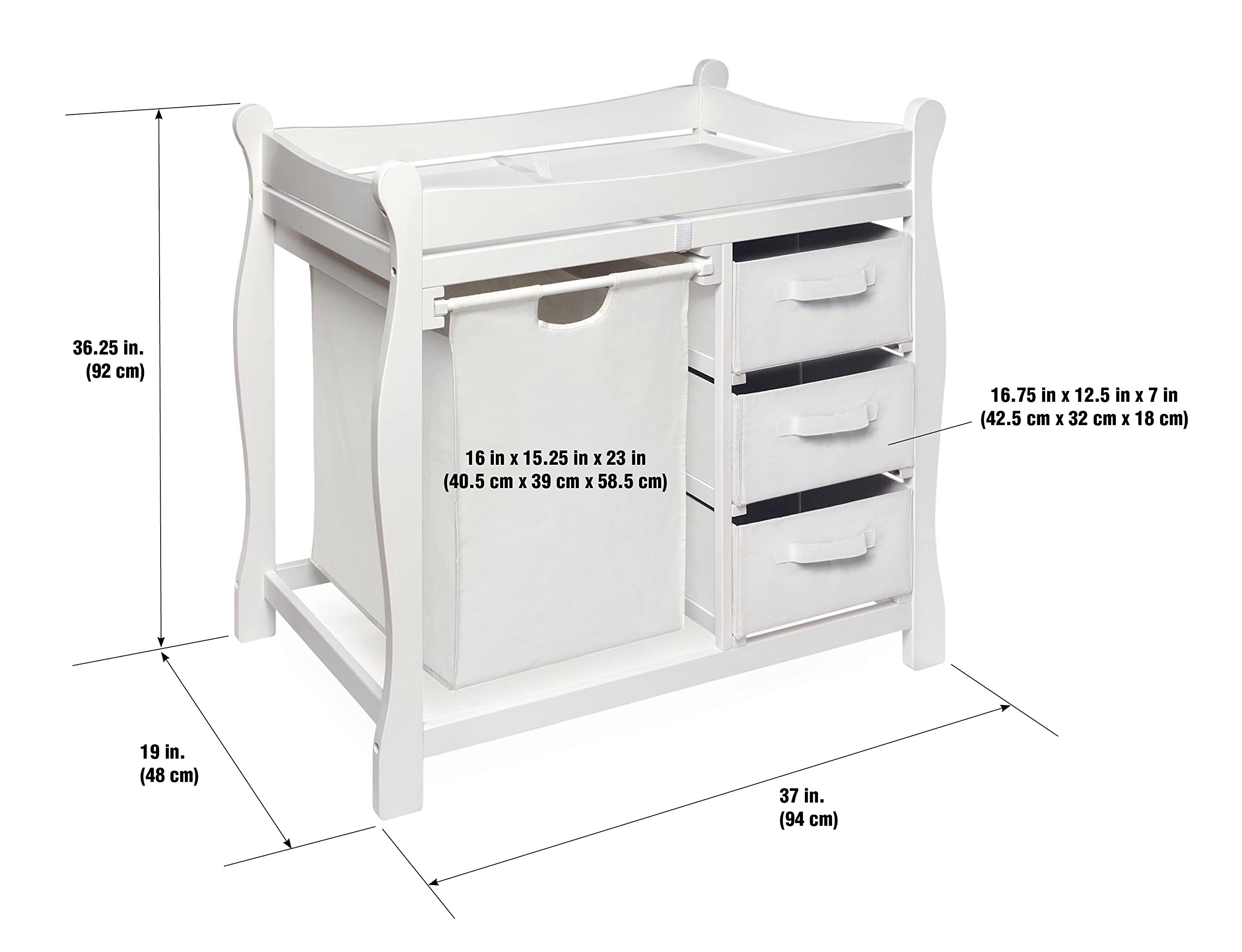 Badger Basket White Baby Changing Table with Storage - Nursery Organizer for Diapers & Baby Essentials | Perfect for Newborns & Toddlers