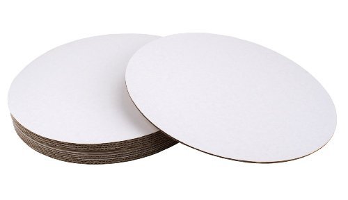 8 Inch White Round Coated Cake Board - Waxed Greaseproof Disposable Cake Circle with Sturdy Corrugated Base - Pack of 12 - Perfect for Birthday Cakes, Wedding Cakes, Cupcakes and Pastry Display