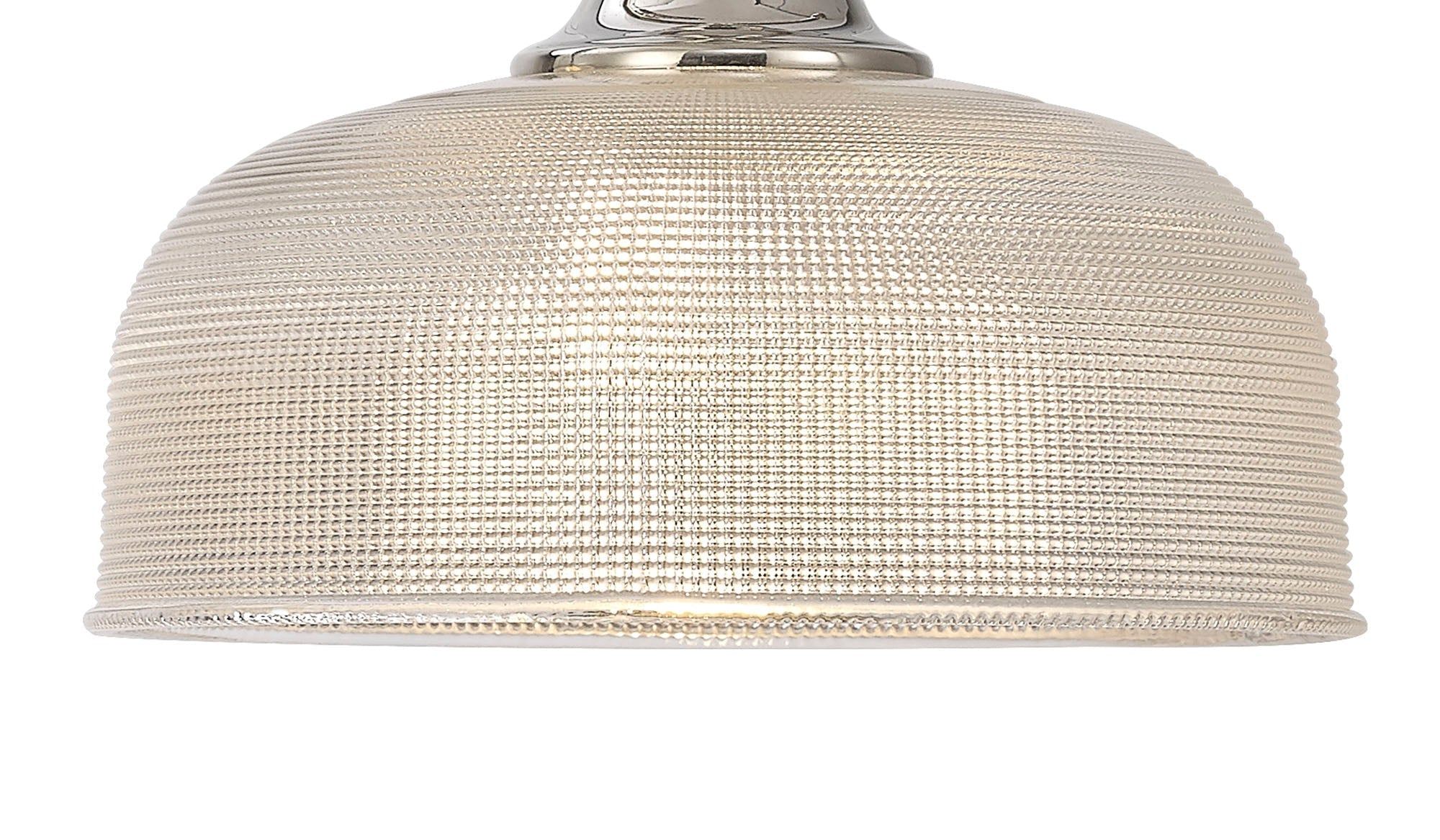 Cleron Semi Flush Mount Ceiling Light - Adjustable 2/3 Light Kitchen Lighting Fixture with E27 Socket in Satin Nickel, Polished Nickel & Antique Brass Finish - Prismatic Glass Shade for Dining Room, Bedroom or Hallway Lighting
