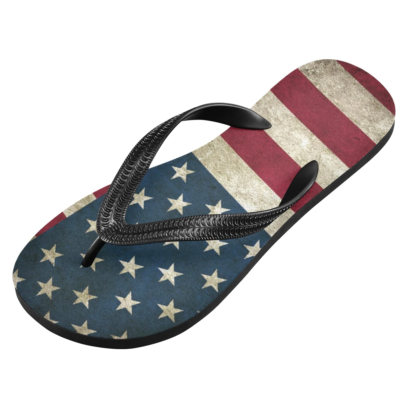 Vintage American Flag Flip Flops - Lightweight Non-Slip Summer Sandals for Women & Men | Casual Beach Slippers for Pool, Backyard, and Patriotic Events