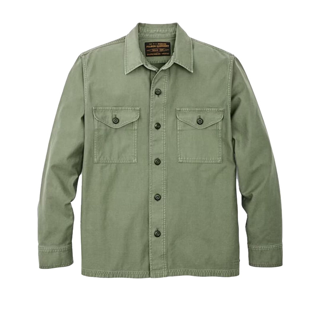 Filson Field Jac Shirt - Washed Fatigue Green Men's Workwear Shirt for Outdoor Activities, Camping & Hiking | Durable Flannel Shirt for Work & Adventure