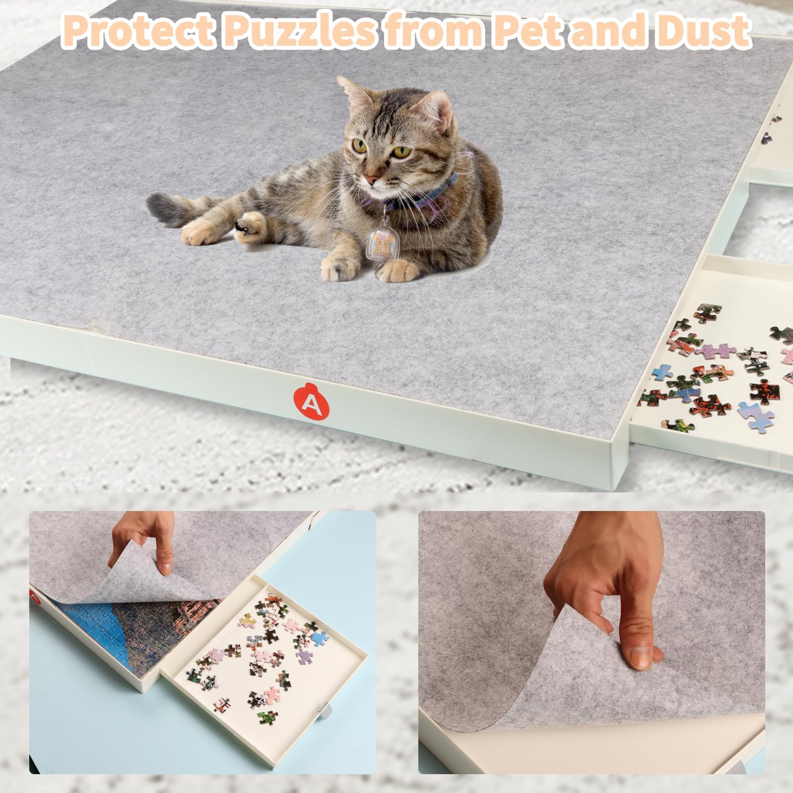 BZseed 1500-Piece Detachable Puzzle Board with Storage Drawers & Cover - Portable Jigsaw Puzzle Table for Adults & Kids - Perfect for Family Game Nights, Travel, and Home Decor