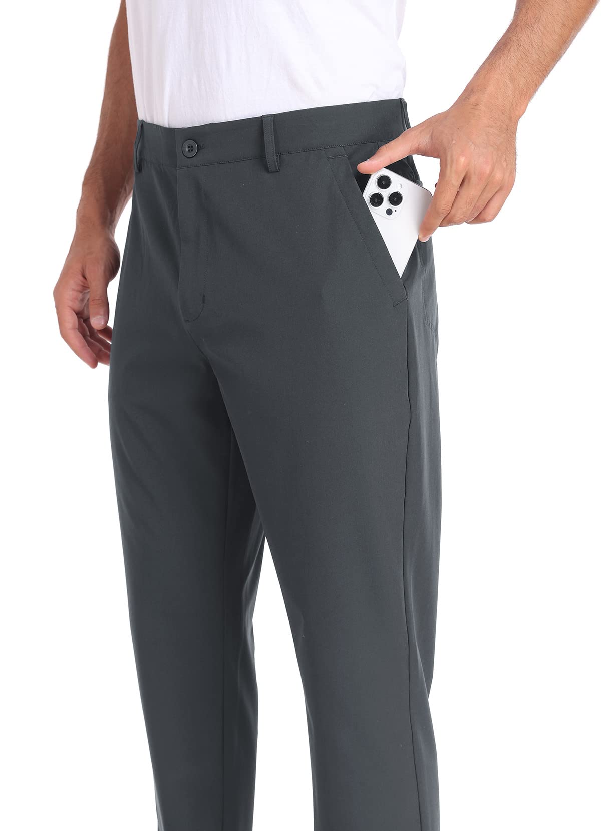 MoFiz Men's Slim Fit Stretch Golf Pants - Quick Dry Lightweight Office Dress Pants with Zip Pockets - Comfortable Casual Workwear for Golf, Business & Outdoor Activities