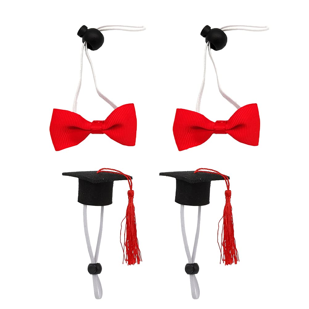 VALICLUD 4pcs Mini Graduation Caps & Bow Ties for Hamsters - Cute Doctoral Pet Costume Accessories for Small Animals - Perfect for Pet Graduation Photos, Birthday Parties & Dress-Up Fun