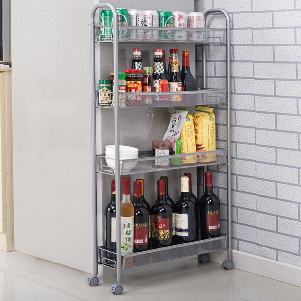 Gap Storage Rack Shelf - Adjustable Refrigerator Organizer for Kitchen & Bathroom - Chrome Space Saving Shelving Unit - Perfect for Small Spaces, Pantry Organization, and Fridge Storage