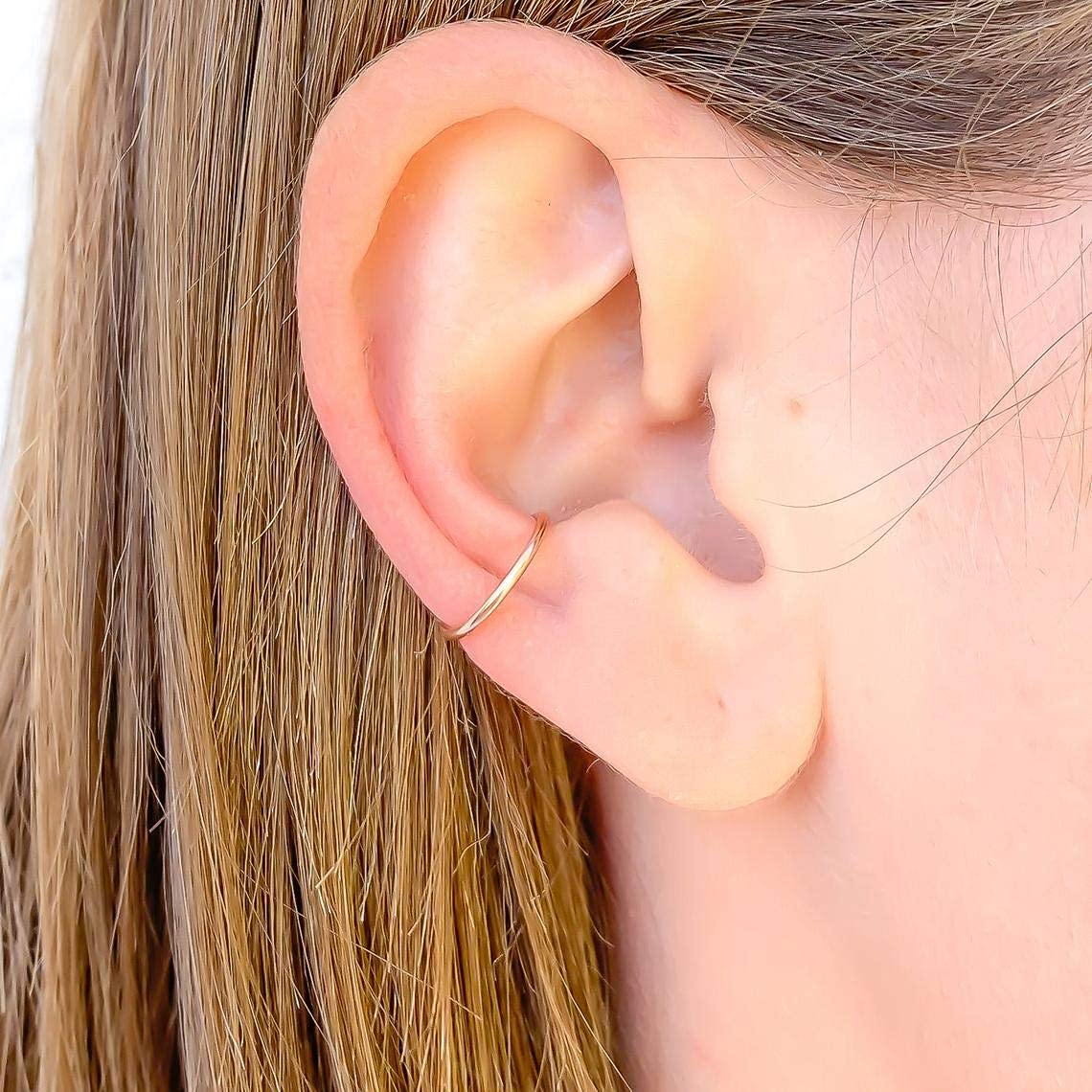 14K Rose Gold Filled Non-Pierced Ear Cuffs for Women - 18ga 12mm Conch Earrings, Elegant Rose Gold Ear Jewelry for Parties, Weddings & Everyday Wear