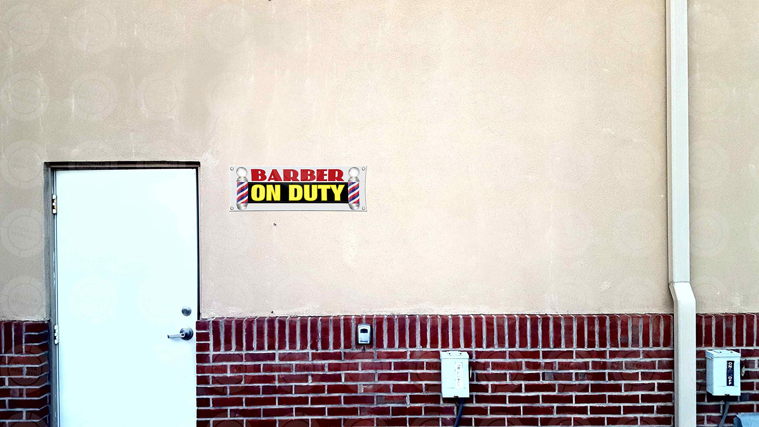 Barber ON Duty Banner (1ft X 3ft) - Open Sign for Barber Shops, Hiring Display with Barber Pole - Perfect for Salon Advertising & Window Decoration