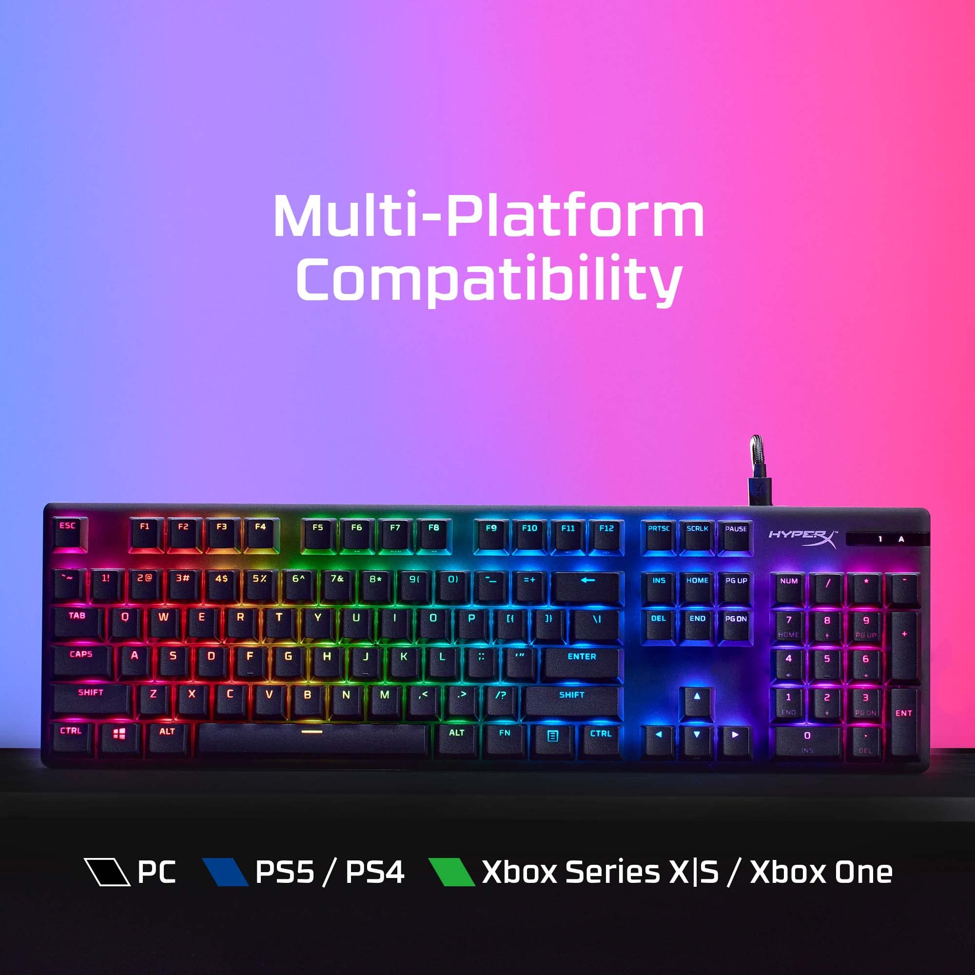 HyperX Alloy Origins PBT Mechanical Gaming Keyboard - RGB Backlit, Compact Aluminum Frame, Customizable with HyperX NGENUITY, Tactile Aqua Switches | Perfect for PC Gaming, Esports & Office Work
