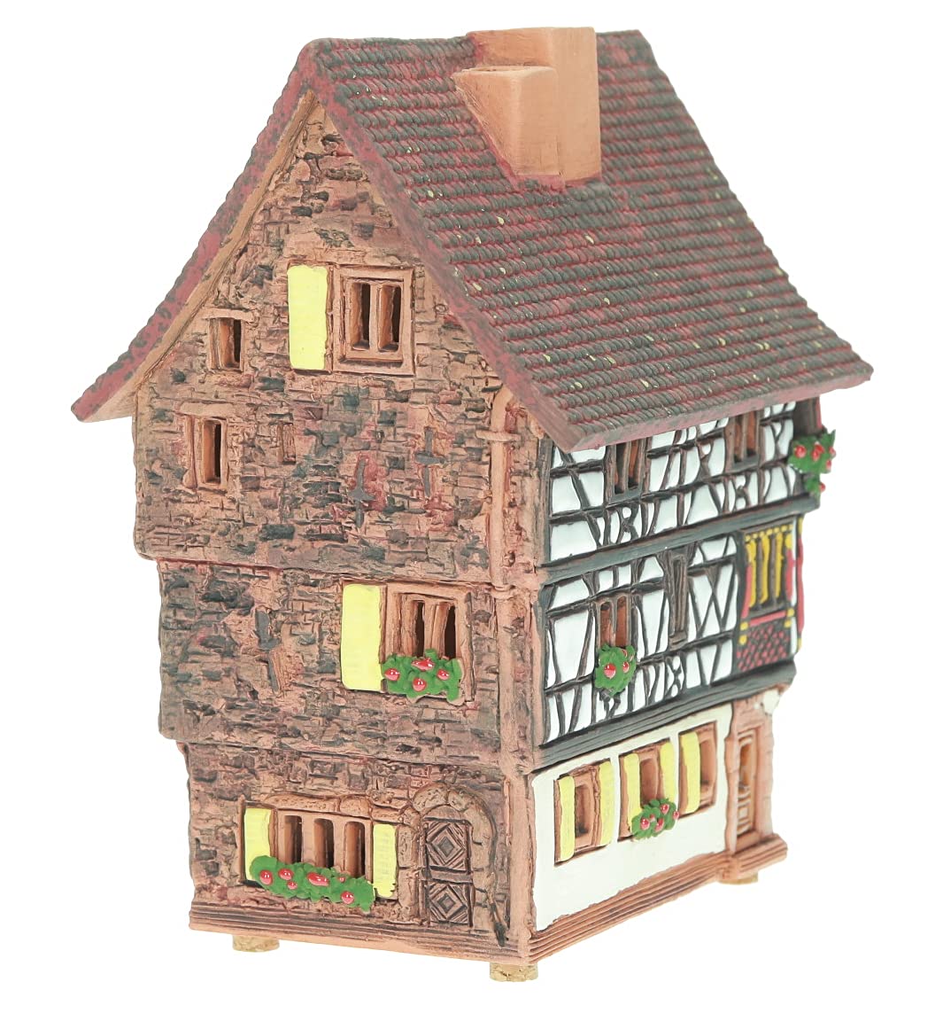 Ceramic Tea Light Candle Holder - Miniature House Replica of Historic Kaysersberg Home | Christmas Village Decor, Essential Oil Burner & Cozy Home Decoration for Holidays, Weddings and Relaxation