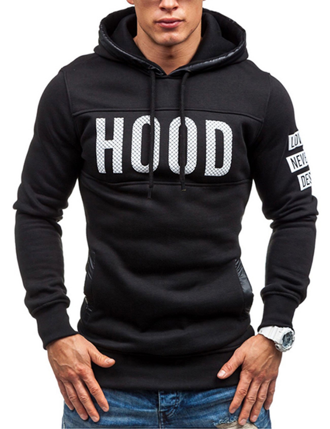 Letuwj Men's Printed Words Pullover Hoodie - Stylish Casual Sweatshirt for Everyday Wear, Gym, and Outdoor Activities