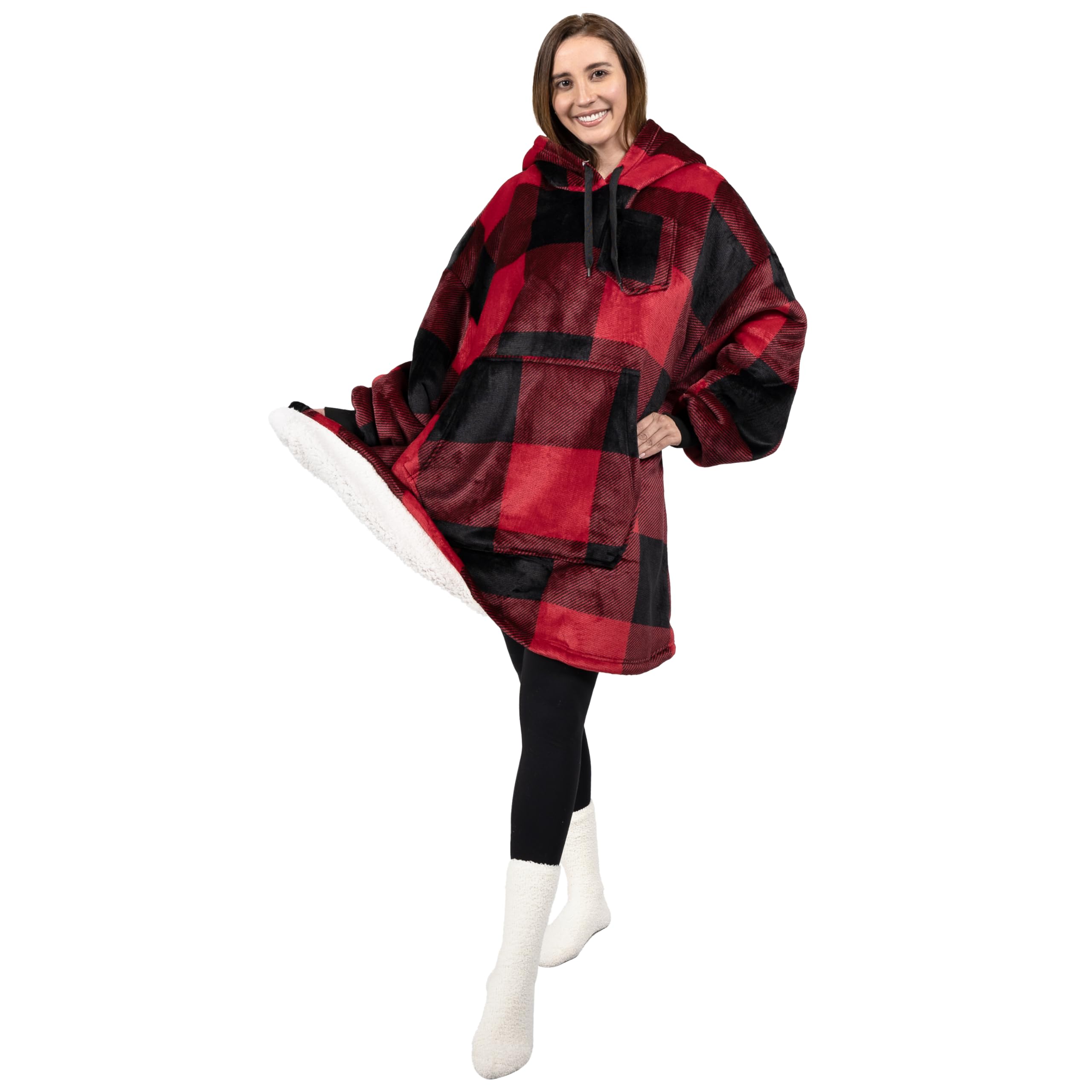 PAVILIA Women's Sherpa Wearable Blanket Hoodie - Oversized Cozy Hooded Sweatshirt Blanket for Men & Women | Perfect for Lounging, Camping & Cold Weather