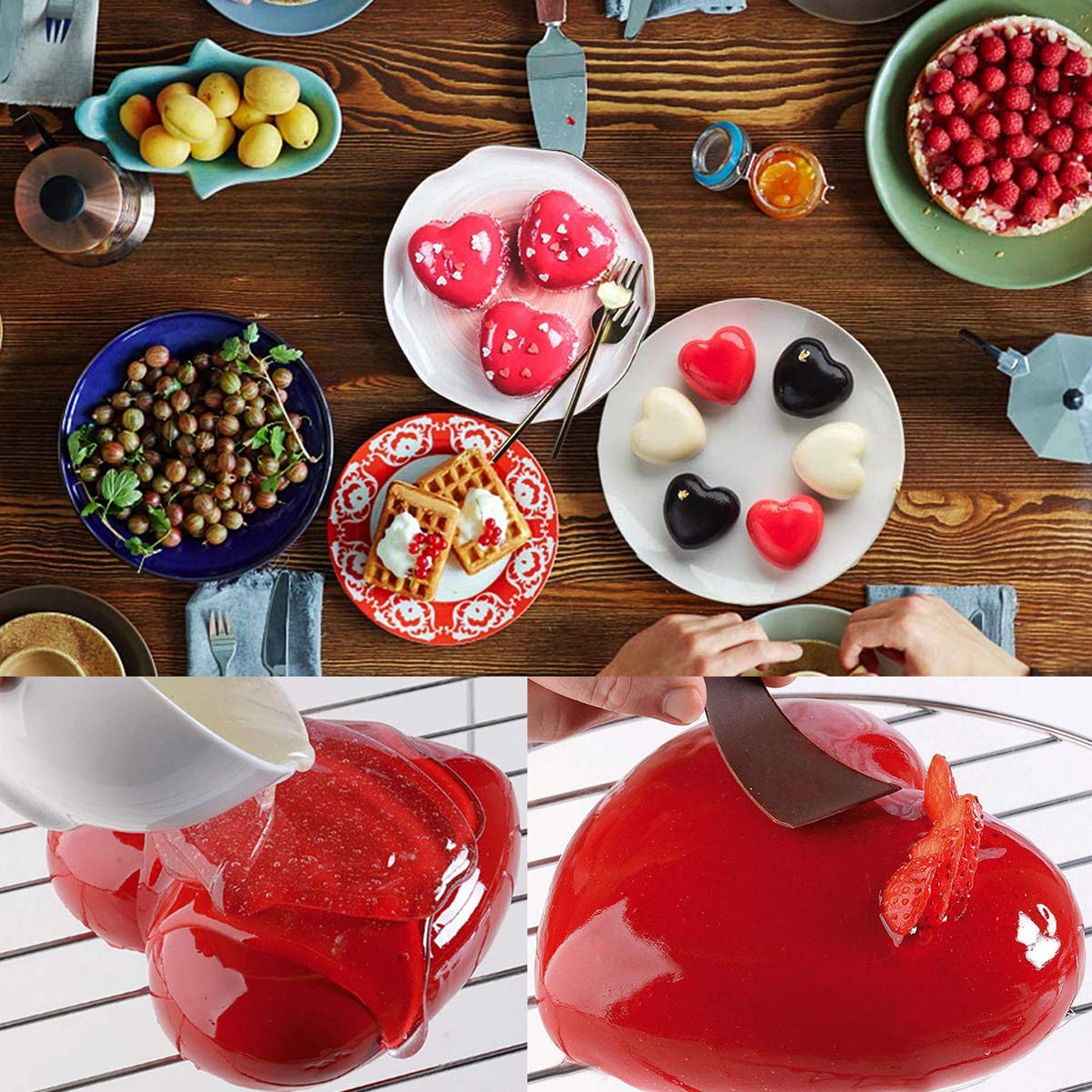 3D Heart Chocolate Molds - 8 Cavity Silicone Baking Molds for Valentine's Day Chocolate, Cake Decorating & DIY Candle Making - Perfect for Romantic Gifts, Wedding Favors and Anniversary Treats