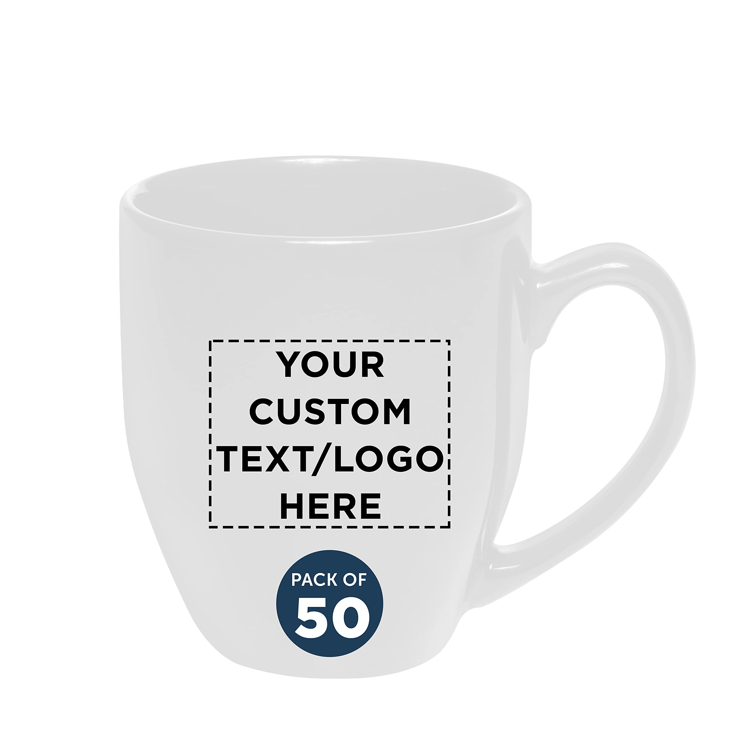Custom Large 16 oz Coffee Cups - Bulk Pack of 50 White Disposable Cups - Personalized for Coffee, Tea, Espresso, Cappuccino & Hot Cocoa - Perfect for Cafes, Offices, Events & Catering