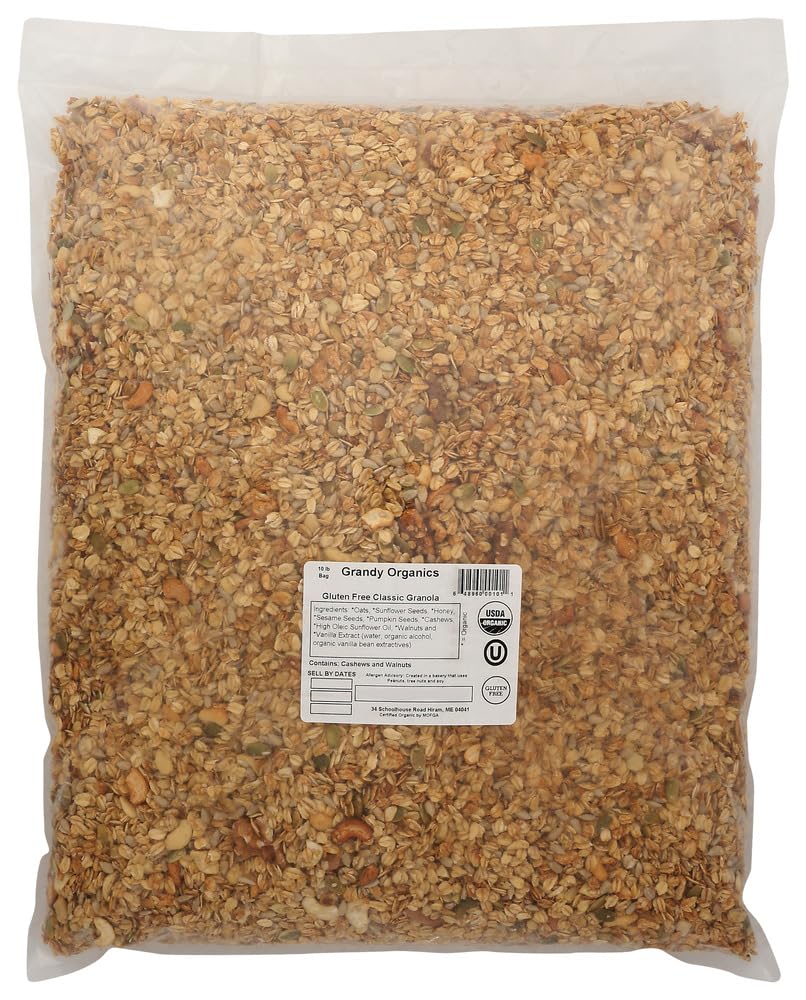 GRANDY OATS Organic Classic Granola, 160 oz (10 lbs) - Healthy Breakfast Cereal for Yogurt, Smoothie Bowls & Snacking