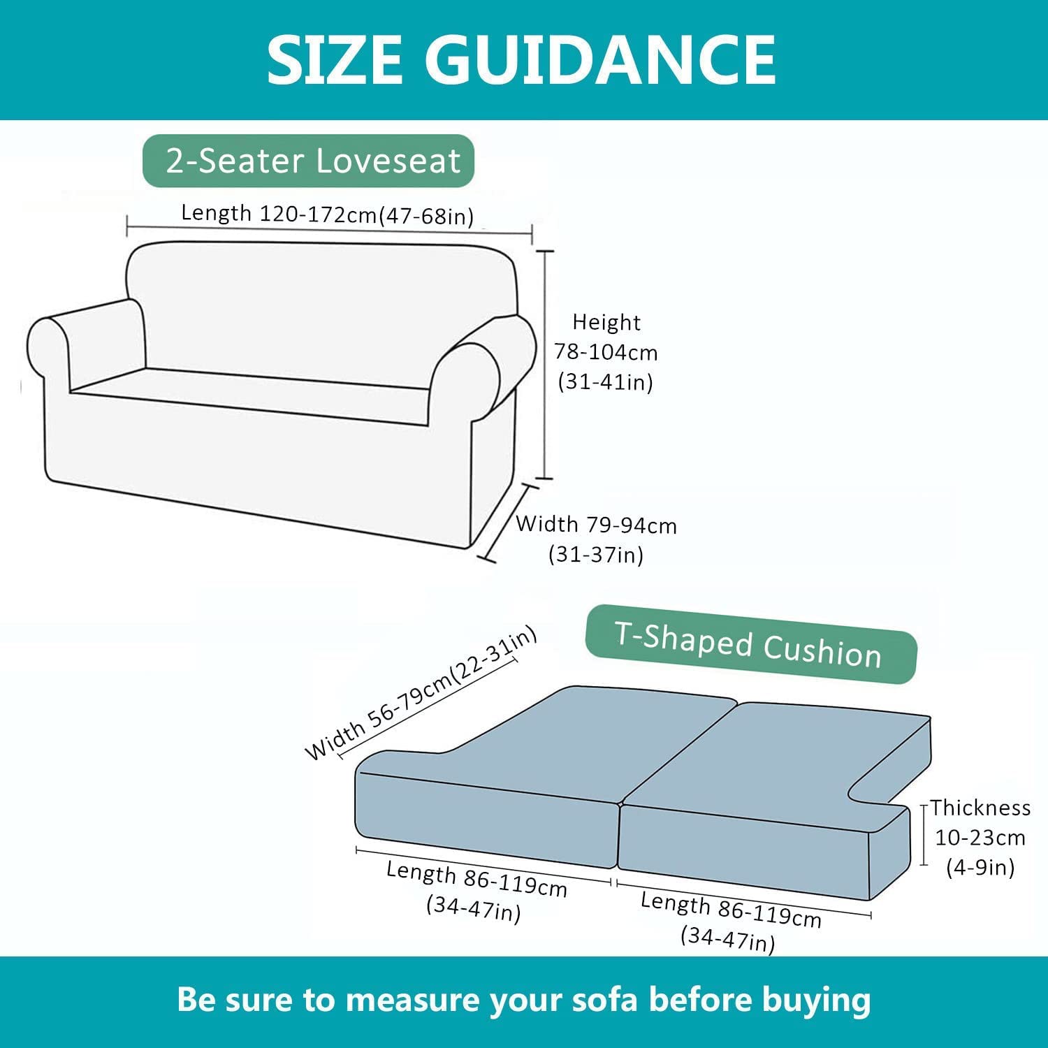 Luxury Velvet Stretch Sofa Cover & Loveseat Slipcover with 2 T-Cushion Covers - Soft Teal Couch Protector for Living Room, Sectional, Apartment Furniture - Perfect for Home Decor, Pet Protection & Furniture Makeover