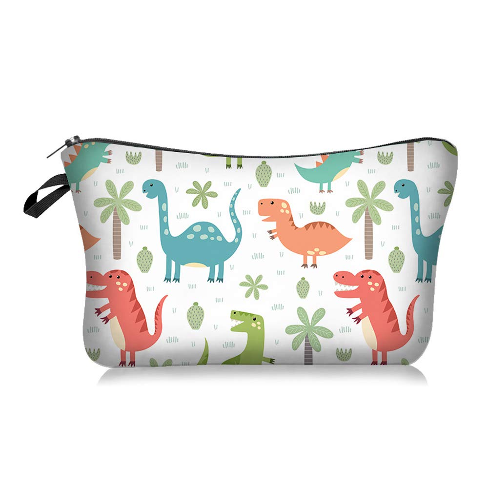 ASCHAR Adorable Waterproof Cosmetic Bag for Women - Roomy Travel Makeup Organizer, Toiletry Pouch, Cute Dino Design (Dino 944) | Perfect Gift for Her, Travel Essentials & Daily Beauty Storage