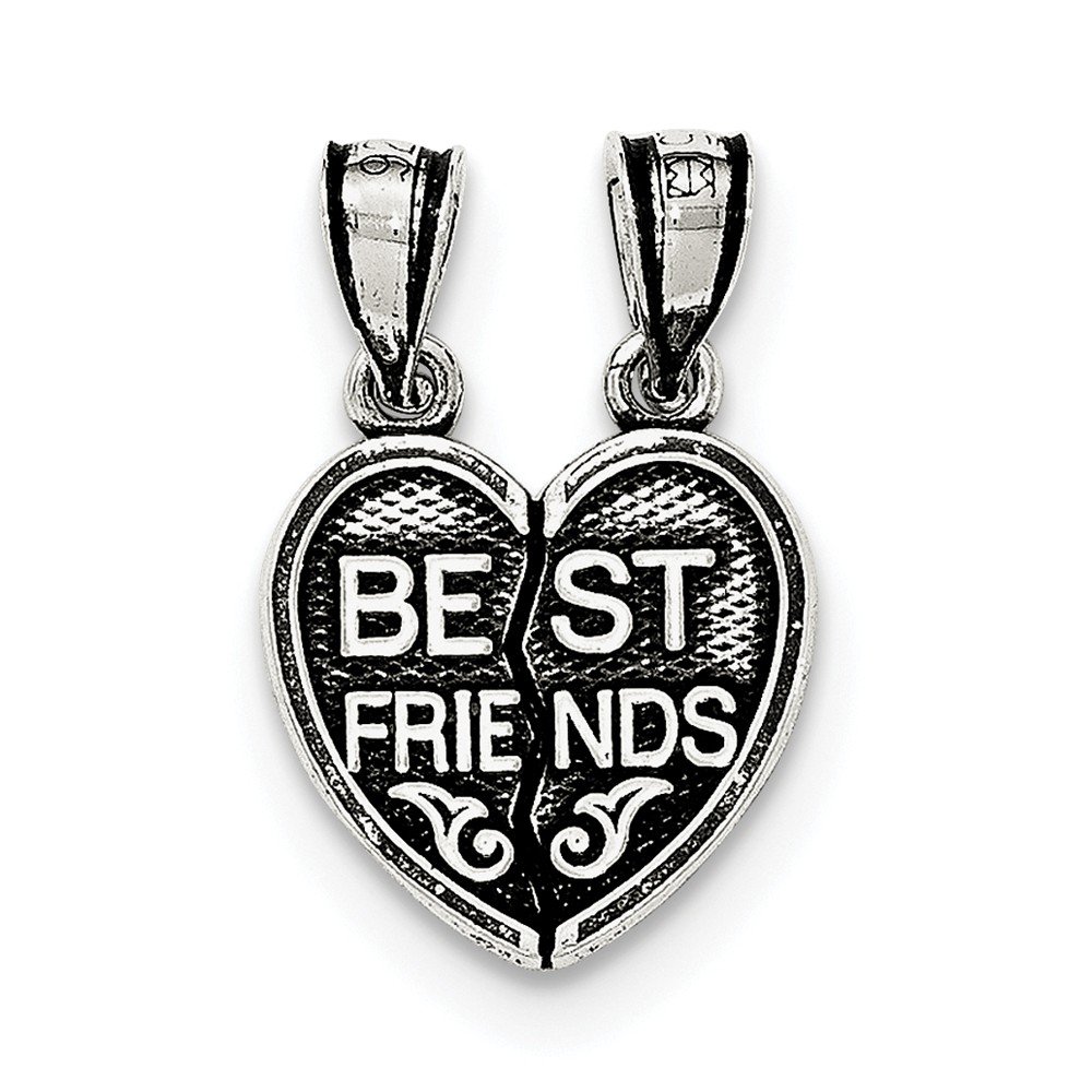 Antique Sterling Silver Mini Best Friends Breakaway Heart Pendant Necklace - Perfect Gift for BFFs, Couples & Special Occasions