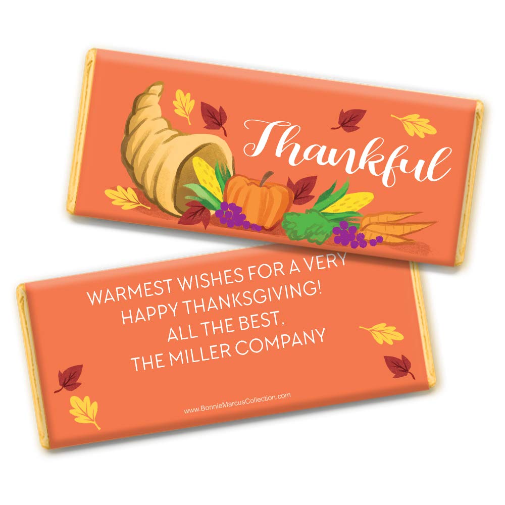 Personalized Thanksgiving Chocolate Bars with Custom Wrappers - 24 Count Bulk Pack - Perfect for Party Favors, Classroom Treats & Holiday Gift Giving