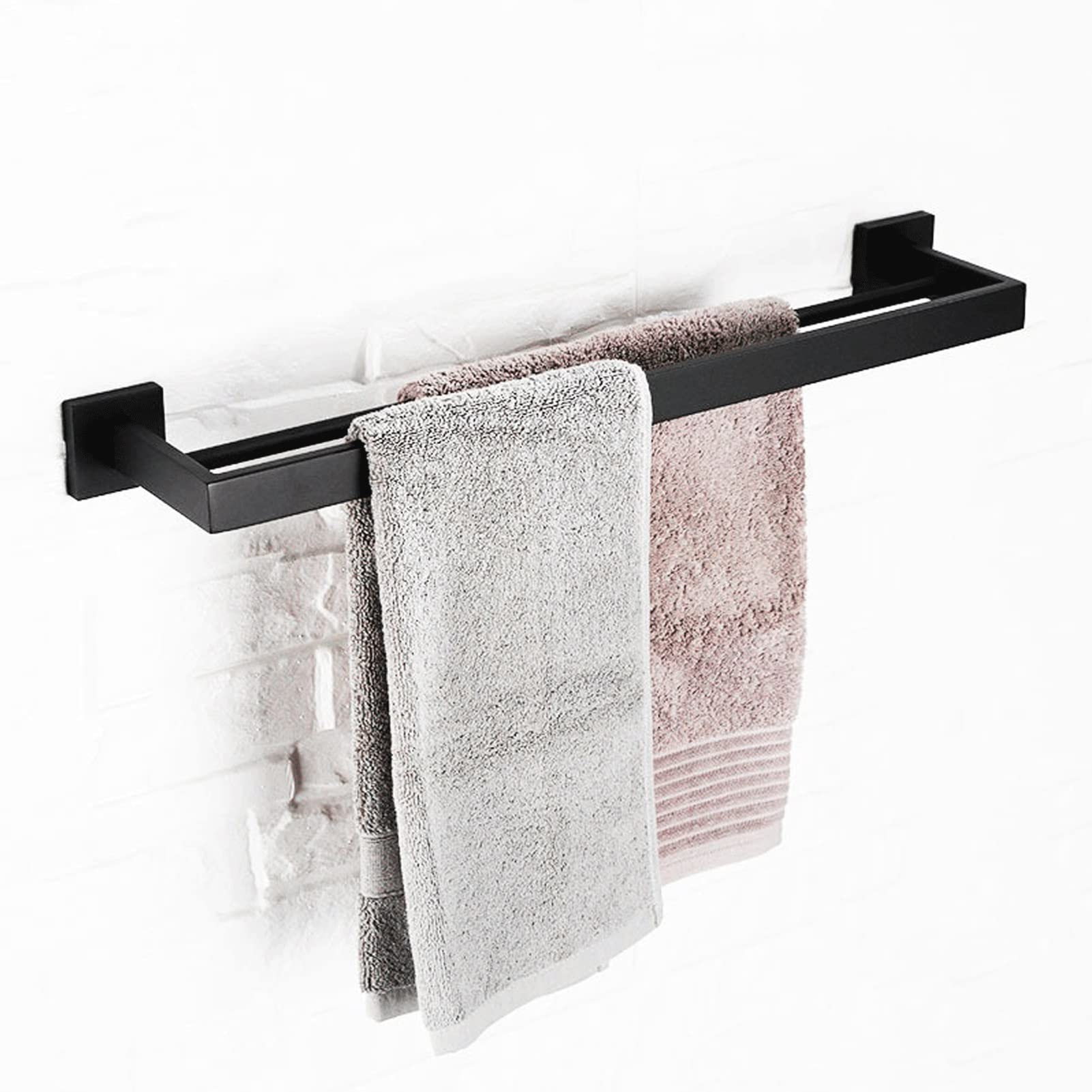 Stainless Steel Wall Mounted Towel Rack - 304 Matte Black 50cm for Kitchen, Bathroom & Hotel Use | Durable Dishcloth Holder & Bath Towel Hanger | Perfect for Home Organization & Space Saving